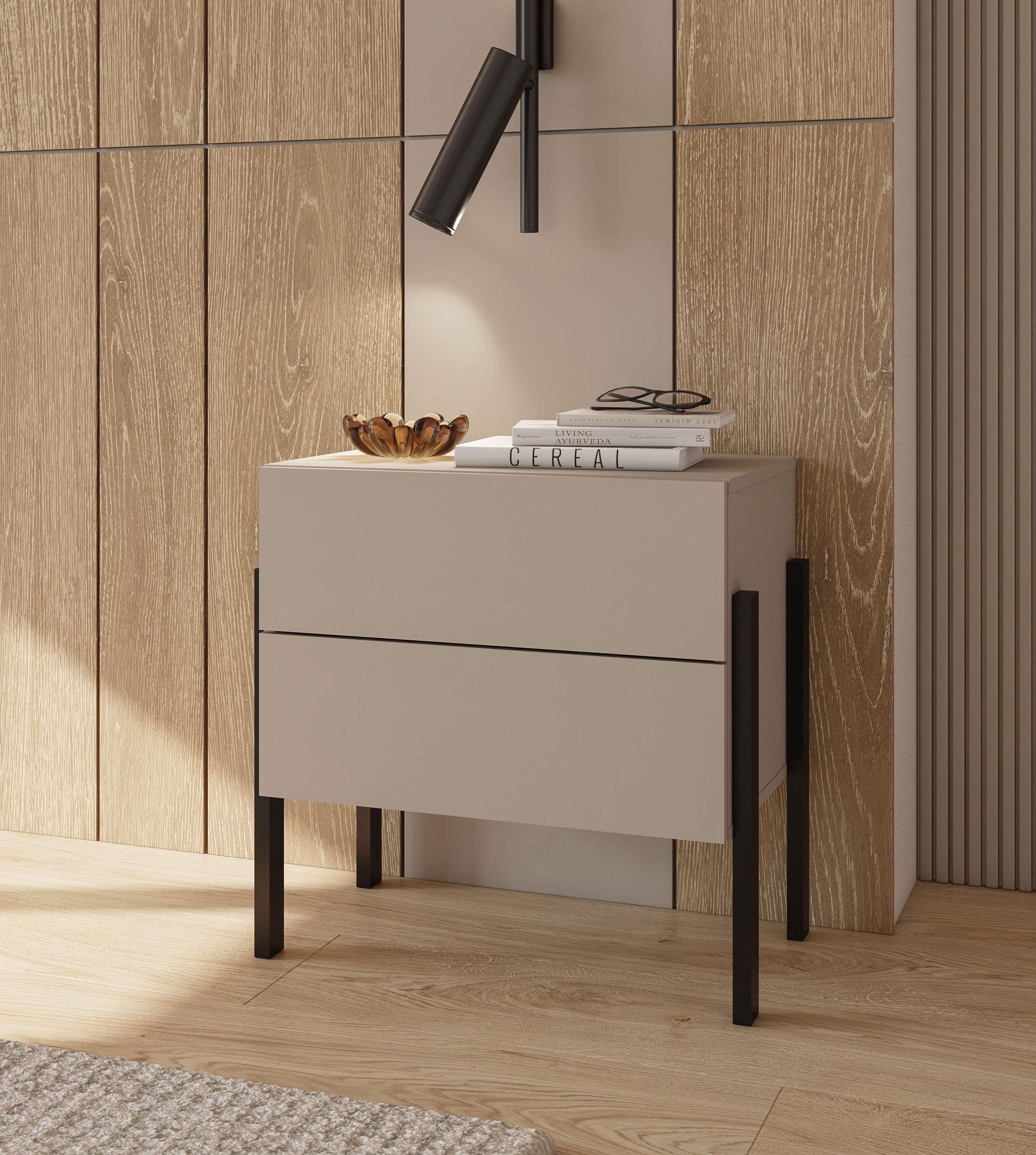 Home affaire Nachtkommode "Jukon, Breite 59 cm, moderne Kommode mit zwei Sc günstig online kaufen