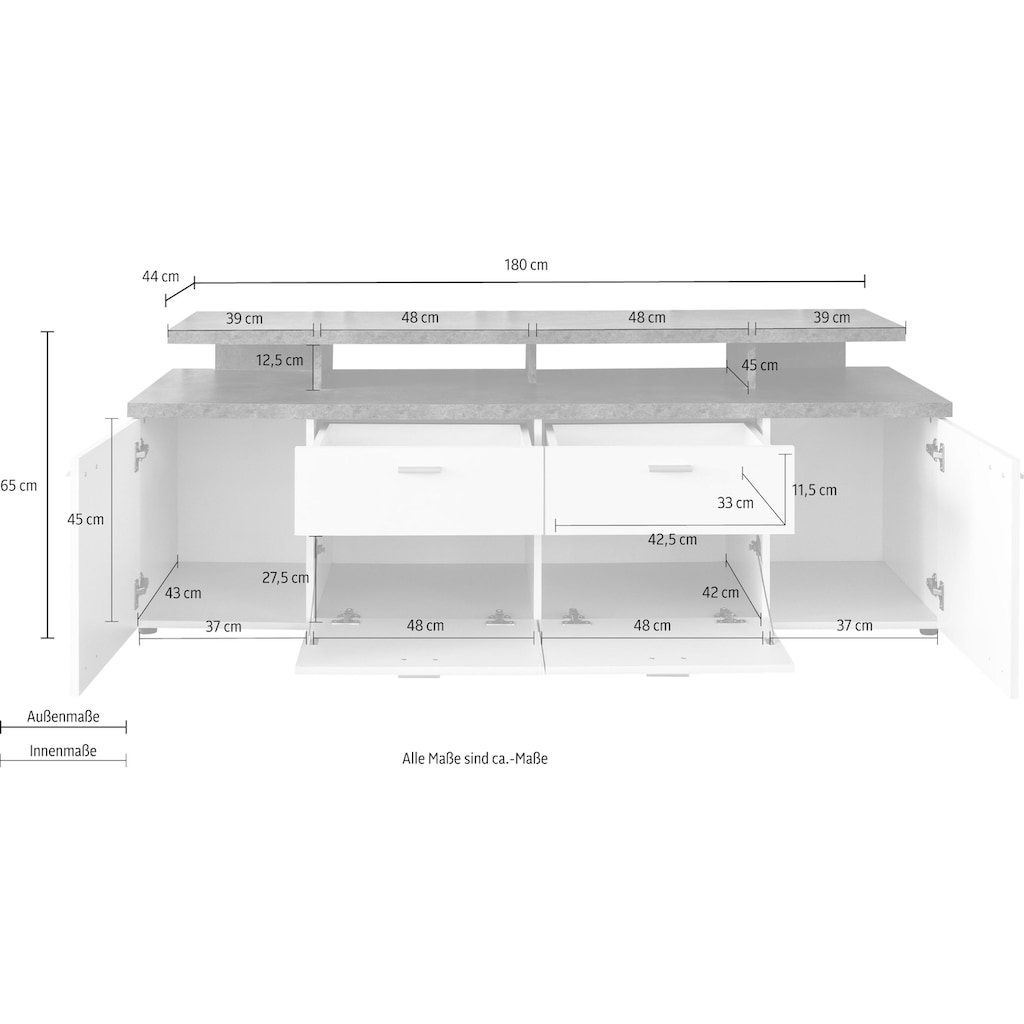 INOSIGN TV-Board »Messina«, (2 St.), Breite 180 cm