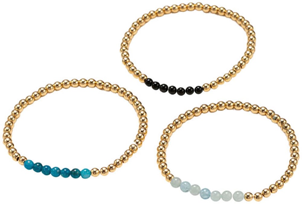 Firetti Armband Set »Multipack Schmuck Geschenk Armschmuck Armketten Edelstein«, (Set, 3 tlg.), Made in Germany - mit Hämatit, Obsidian, Aquamarin, Apatit