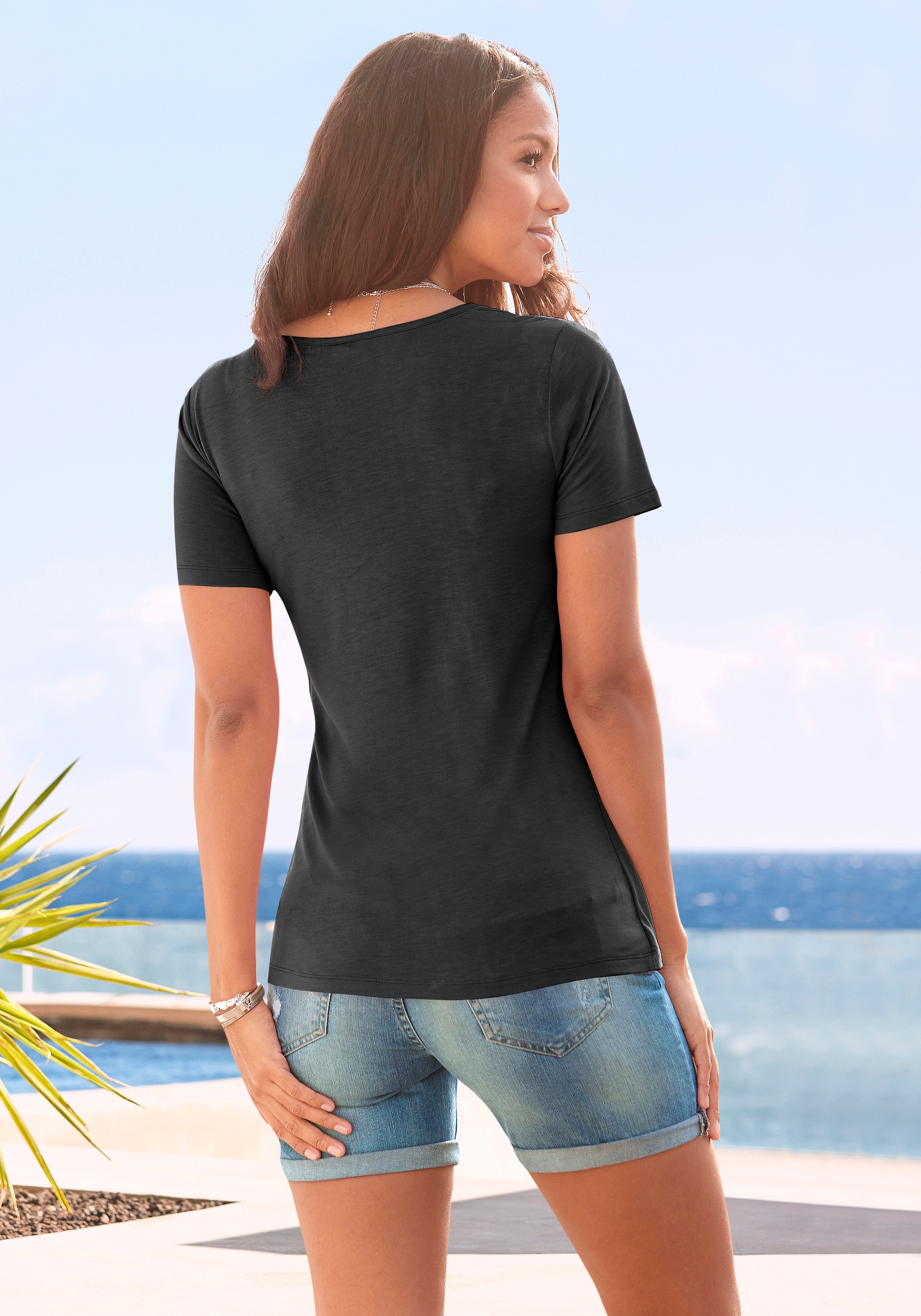 Ringdetail lockere BAUR Kurzarmshirt, vorne, | Passform bestellen für mit 2-in-1-Shirt, Vivance T-Shirt,