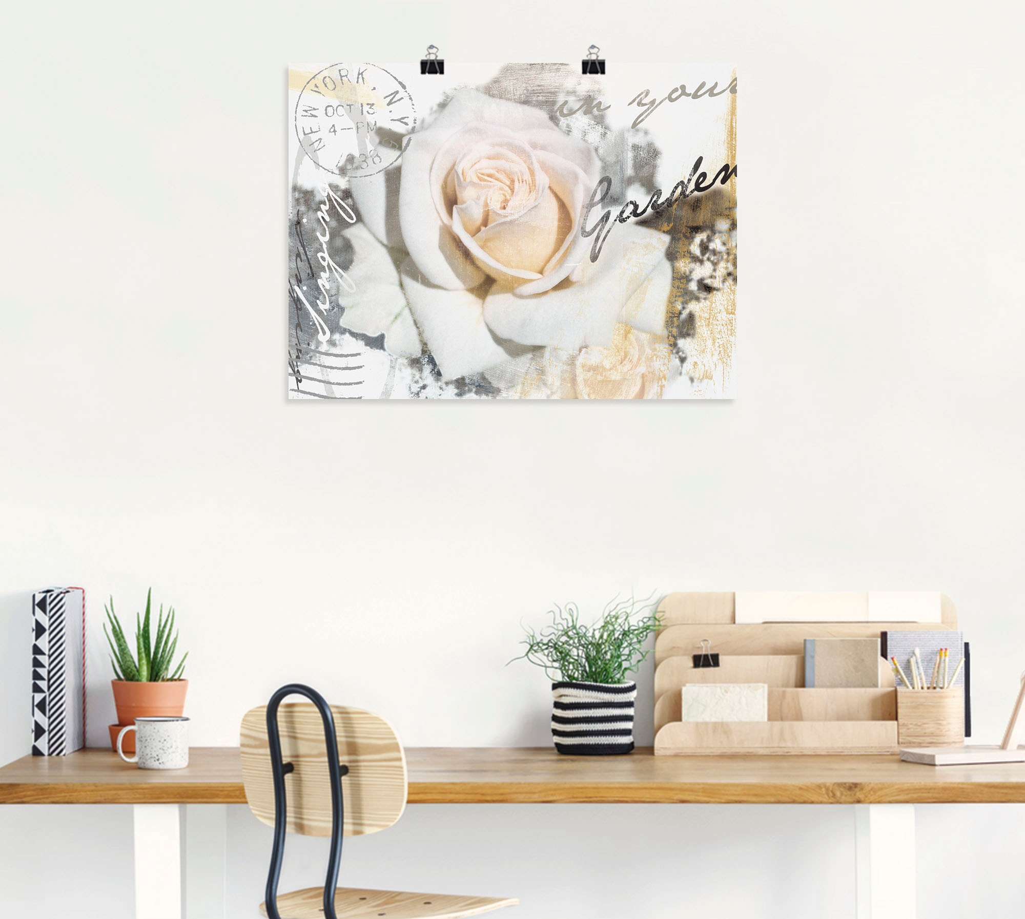 Artland Wandbild »In Buchstaben - Rose«, Blumen, (1 St.), als Leinwandbild, Poster, Wandaufkleber in verschied. Größen