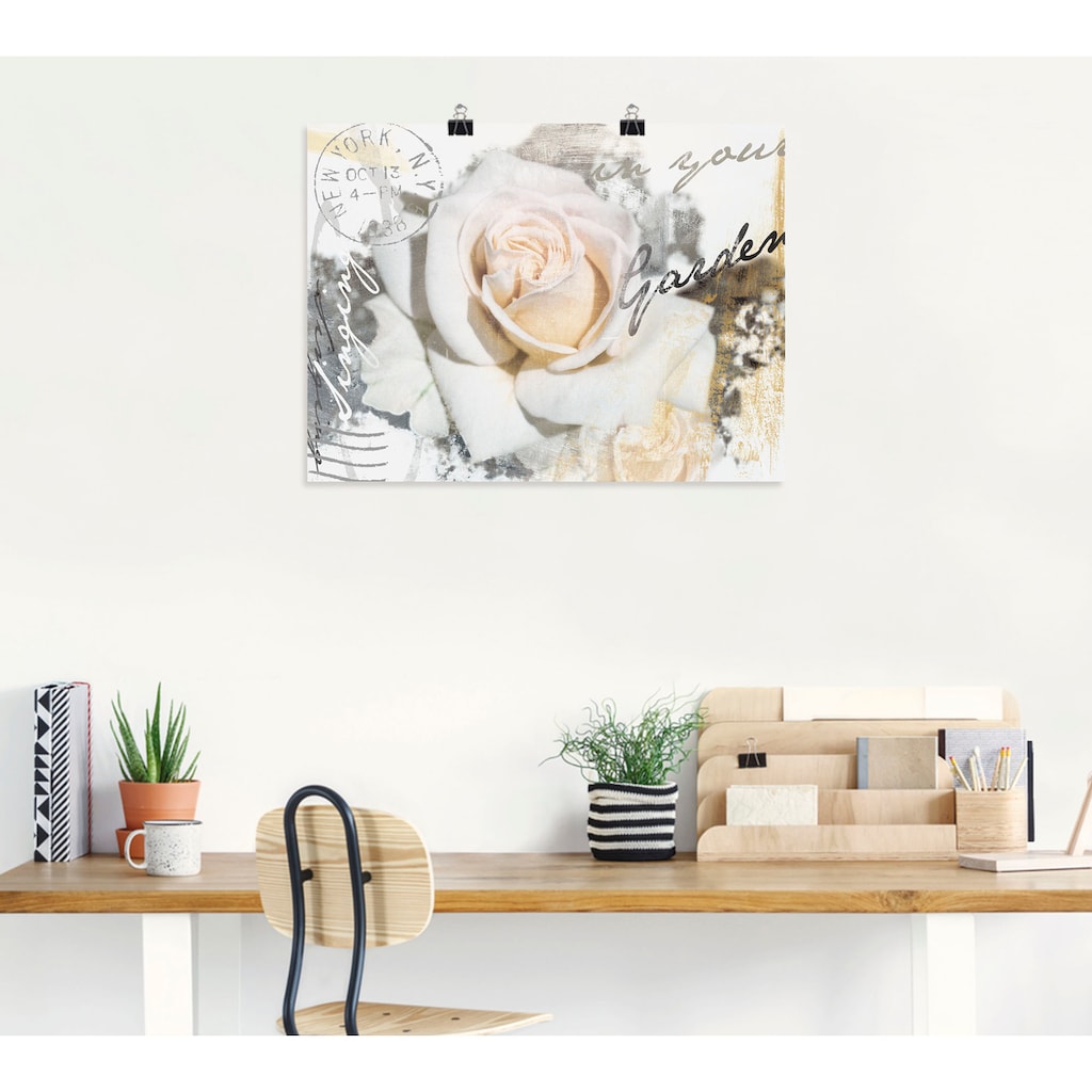 Artland Wandbild »In Buchstaben - Rose«, Blumen, (1 St.)
