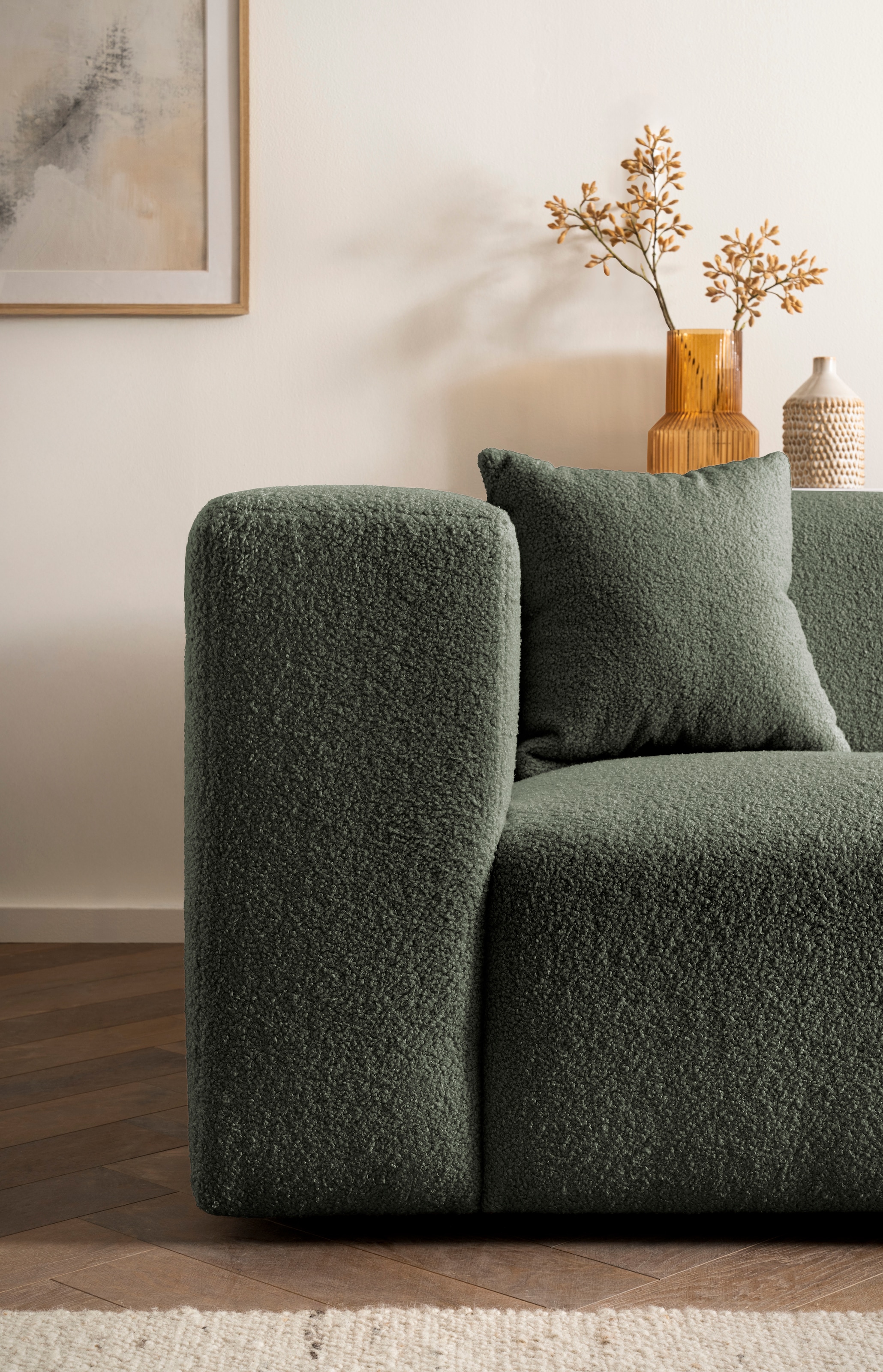 andas 3-Sitzer »BAKELS, Couch in Cord oder Boucle-Stoff, Sofa im modernen Design«, bequemer Sitzkomfort,in 2 Stoffen und 8 Farben lieferbar