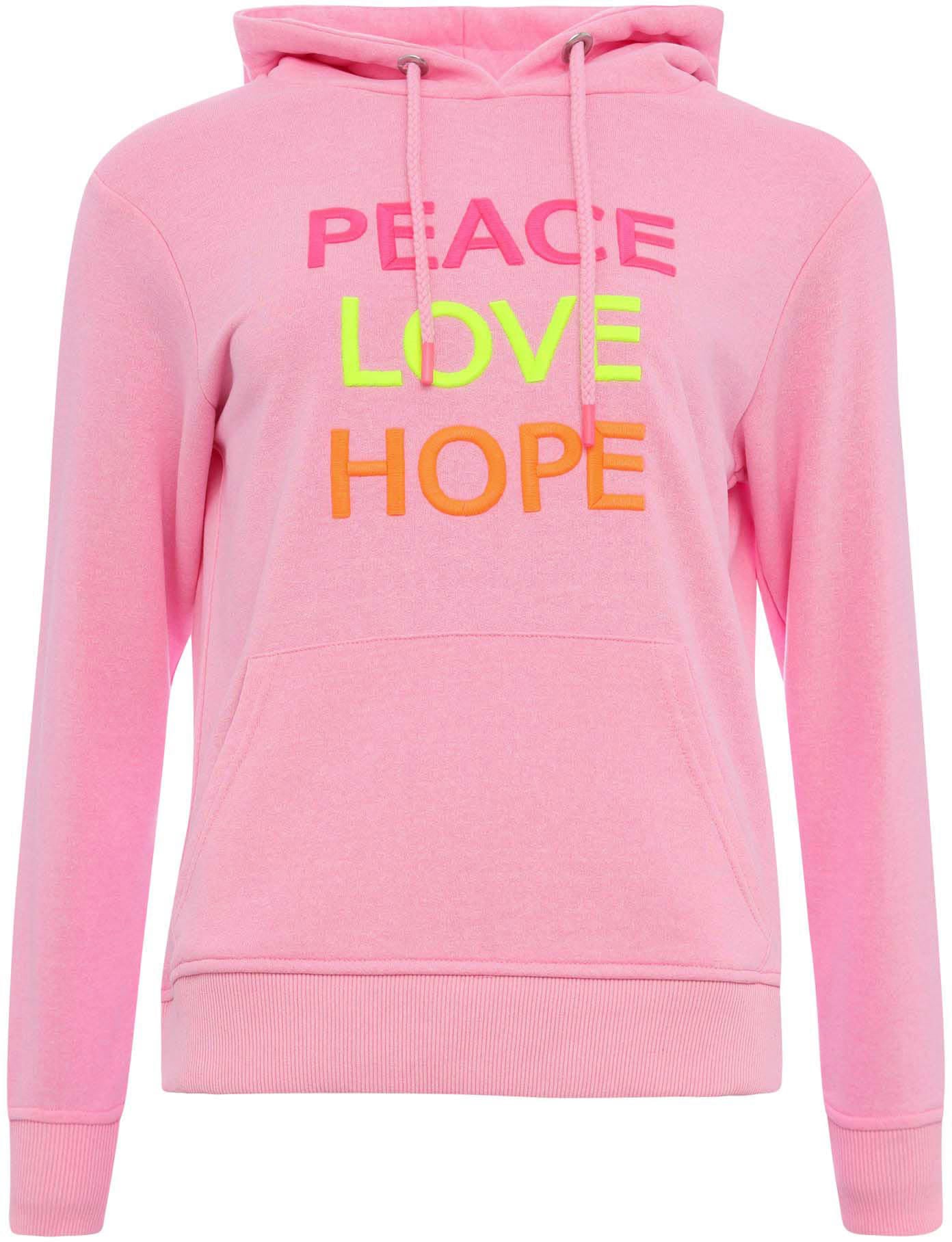 Zwillingsherz Kapuzensweatshirt »Patrizia«, mit Peace-Love-Hope Strickerei