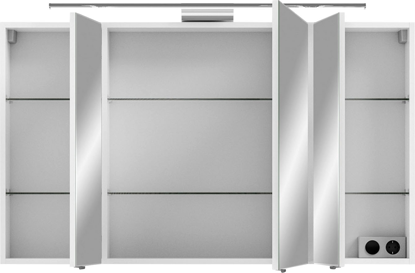 Saphir Badmöbel-Set »6005 Sprint 3-teilig, Keramik-Waschtisch mit LED-Spiegelschrank«, (4 St.), Midischrank, inkl. Türdämpfer, 4 Türen, 4 Schubladen, Bad-Set
