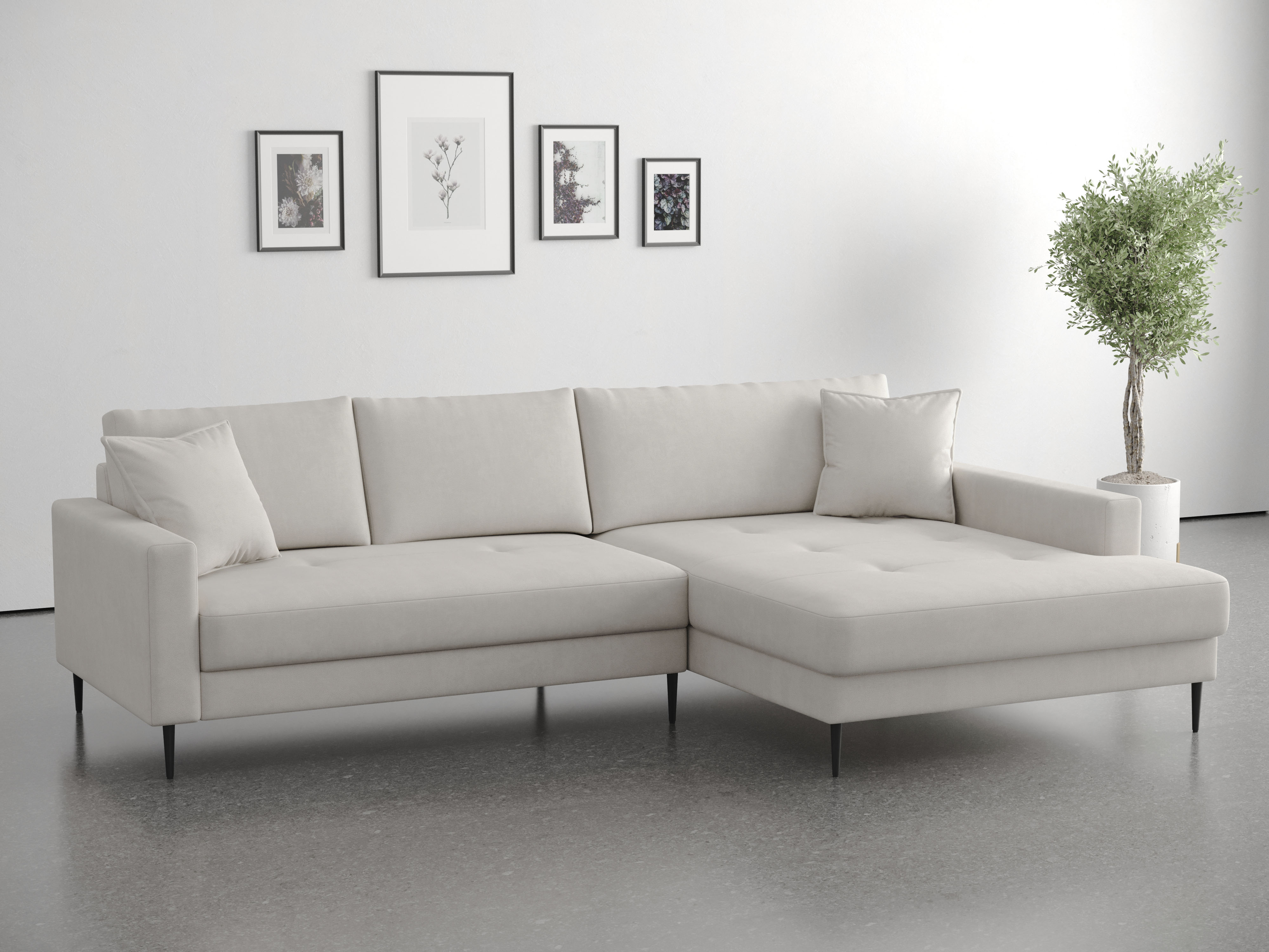 OTTO home Ecksofa "Summer L-Form, B: 280cm, in Cord & Struktur" wahlweise mit Kopfstützen, schwarze Metallfüße