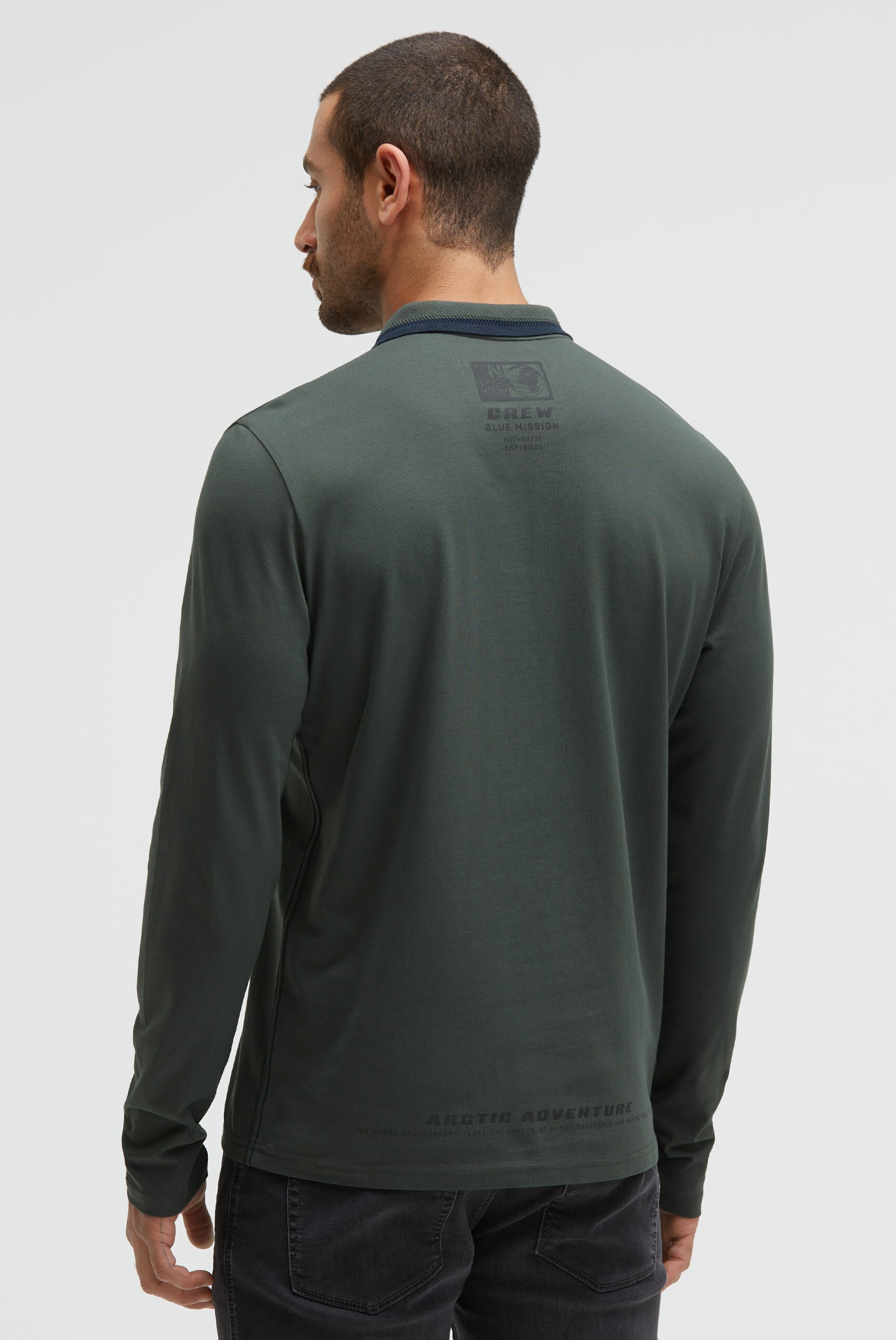 CAMP DAVID Langarm-Poloshirt, aus Baumwolle