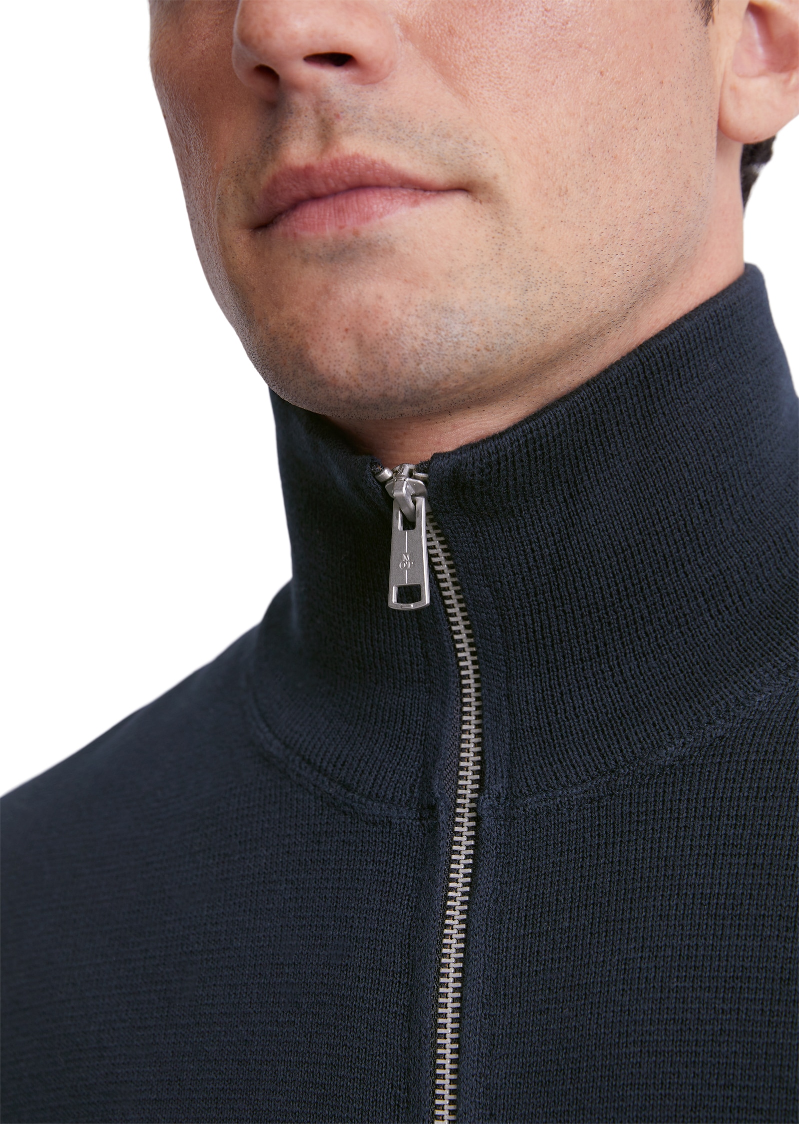 Marc O'Polo Strickjacke »Zipped Trainer Jacket«, mit 2-Wege-Reißverschluss, Stehkragen
