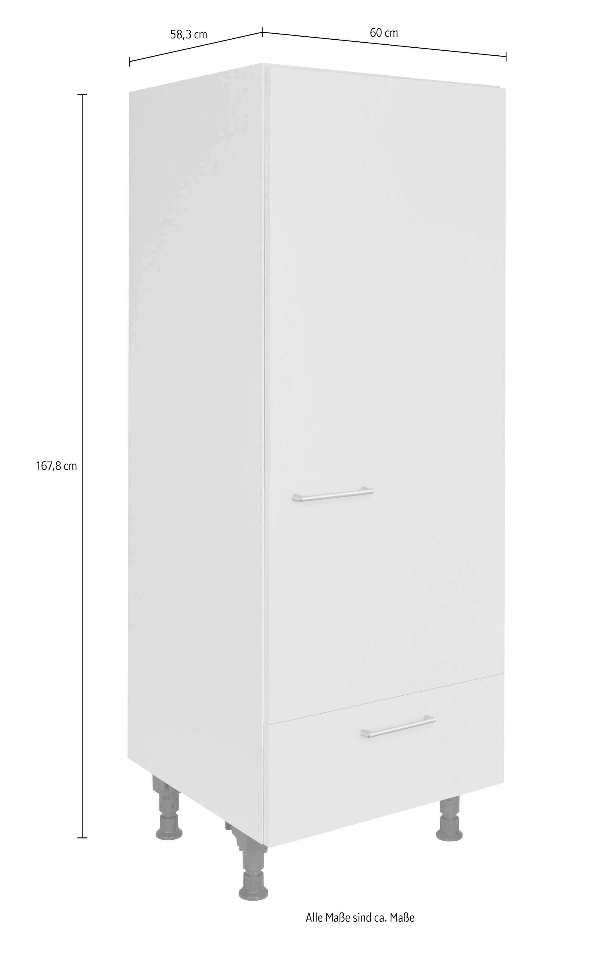 nobilia® Kühlumbauschrank »"Laser", Ausrichtung wählbar, mit Schubkasten,« vormontiert, Breite/Höhe: 60/167,8 cm