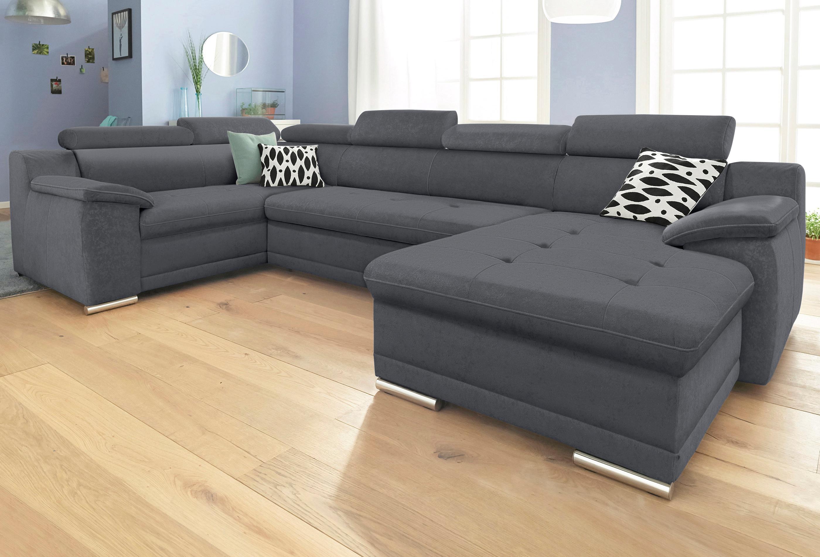 Wohnlandschaft "Andiamo U-Form, B: 336 cm, Kopfteilverstellung, XXL-Sofa" optional Schlaffunktion, frei stellbar, Couch für Wohnkomfort