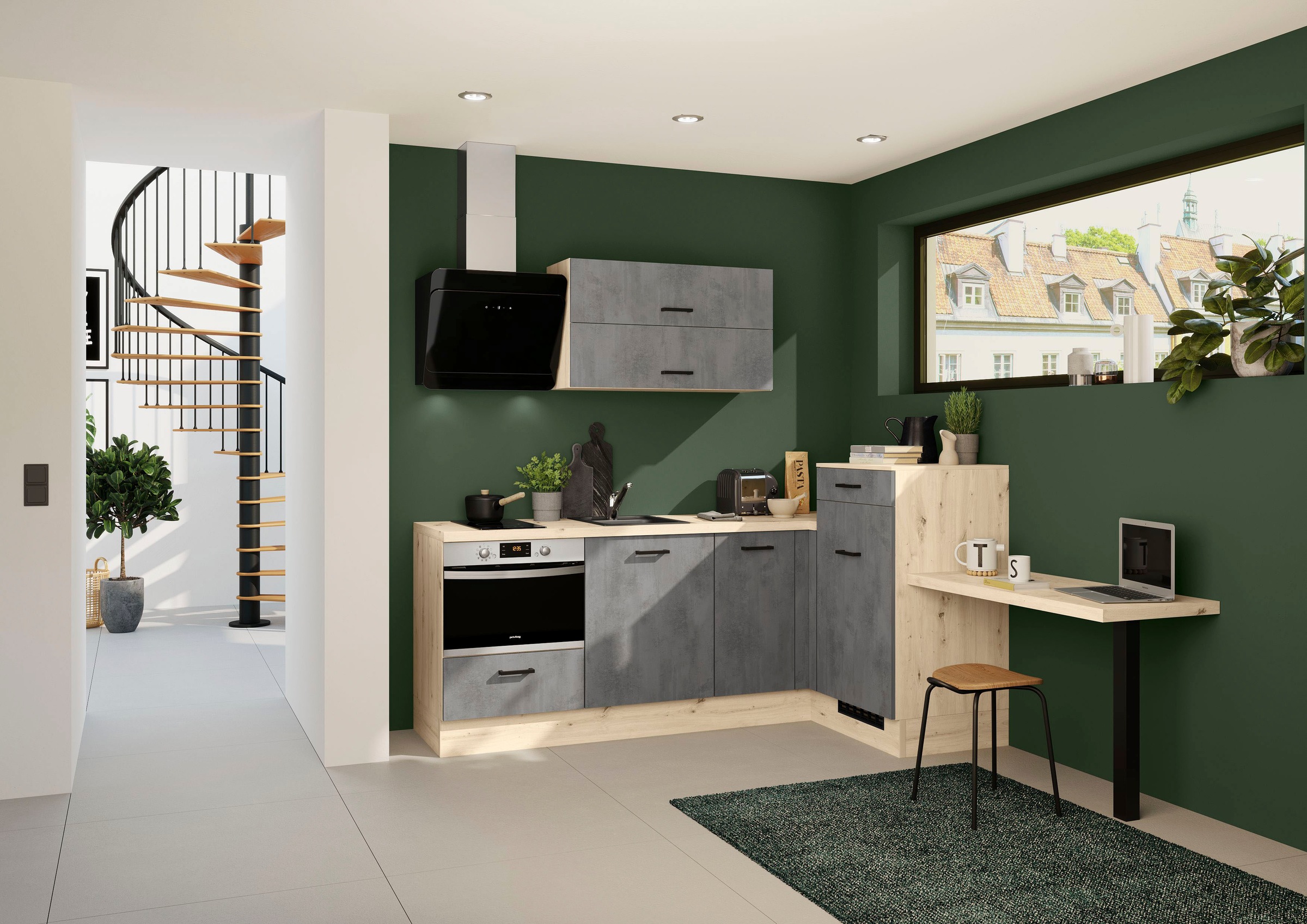 IMPULS KÜCHEN Winkelküche ""Amsterdam" mit zusätzlicher Arbeits- & Stellflä günstig online kaufen