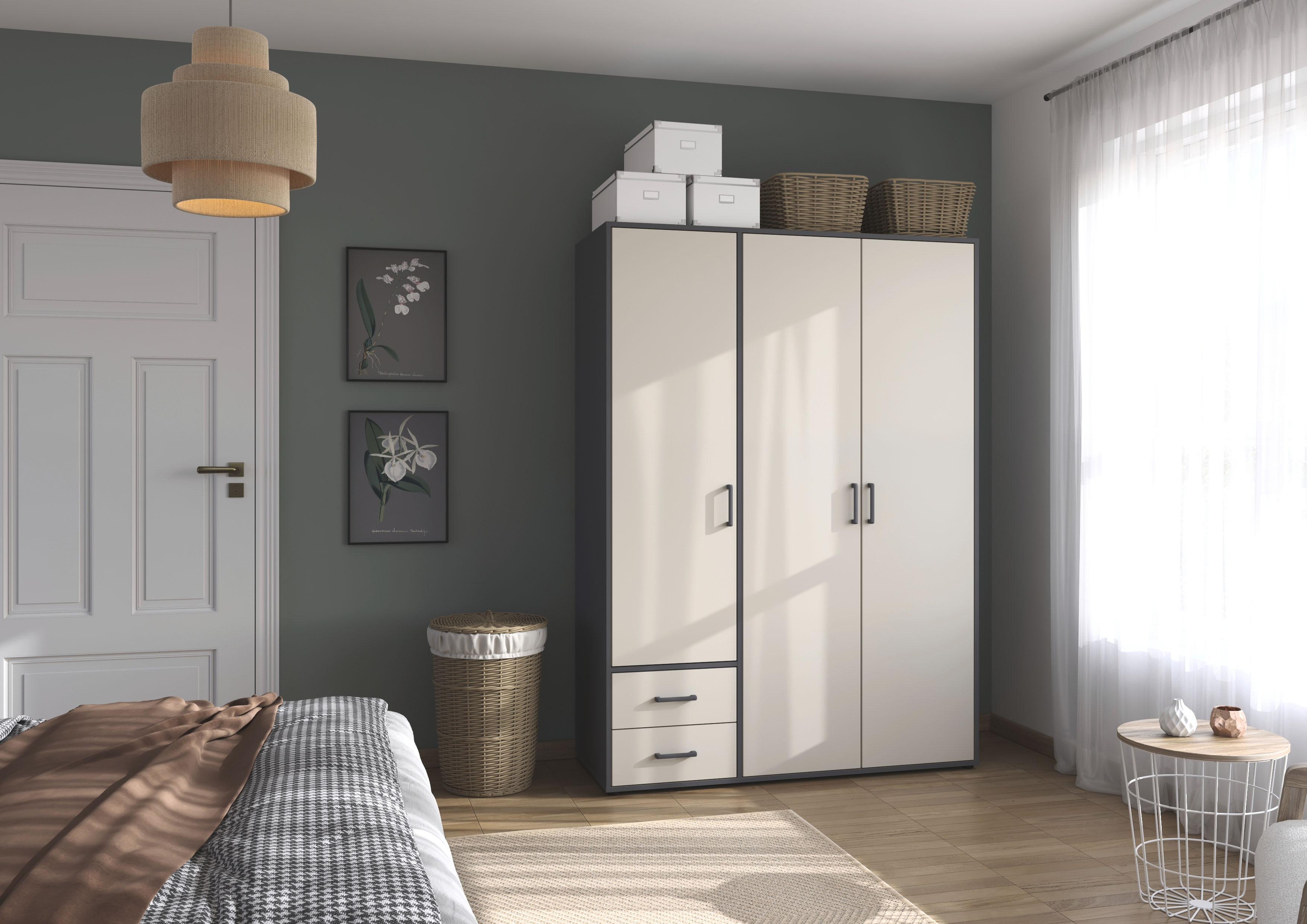 rauch Drehtürenschrank "Kleiderschrank Schrank Garderobe Wäscheschrank VOYAGER" in 3 verschiedenen Ausstattungen BASIC/CLASSIC/PREMIUM, mit 2 modernen Griffvarianten, mit Außenschubladen MADE IN GERMANY