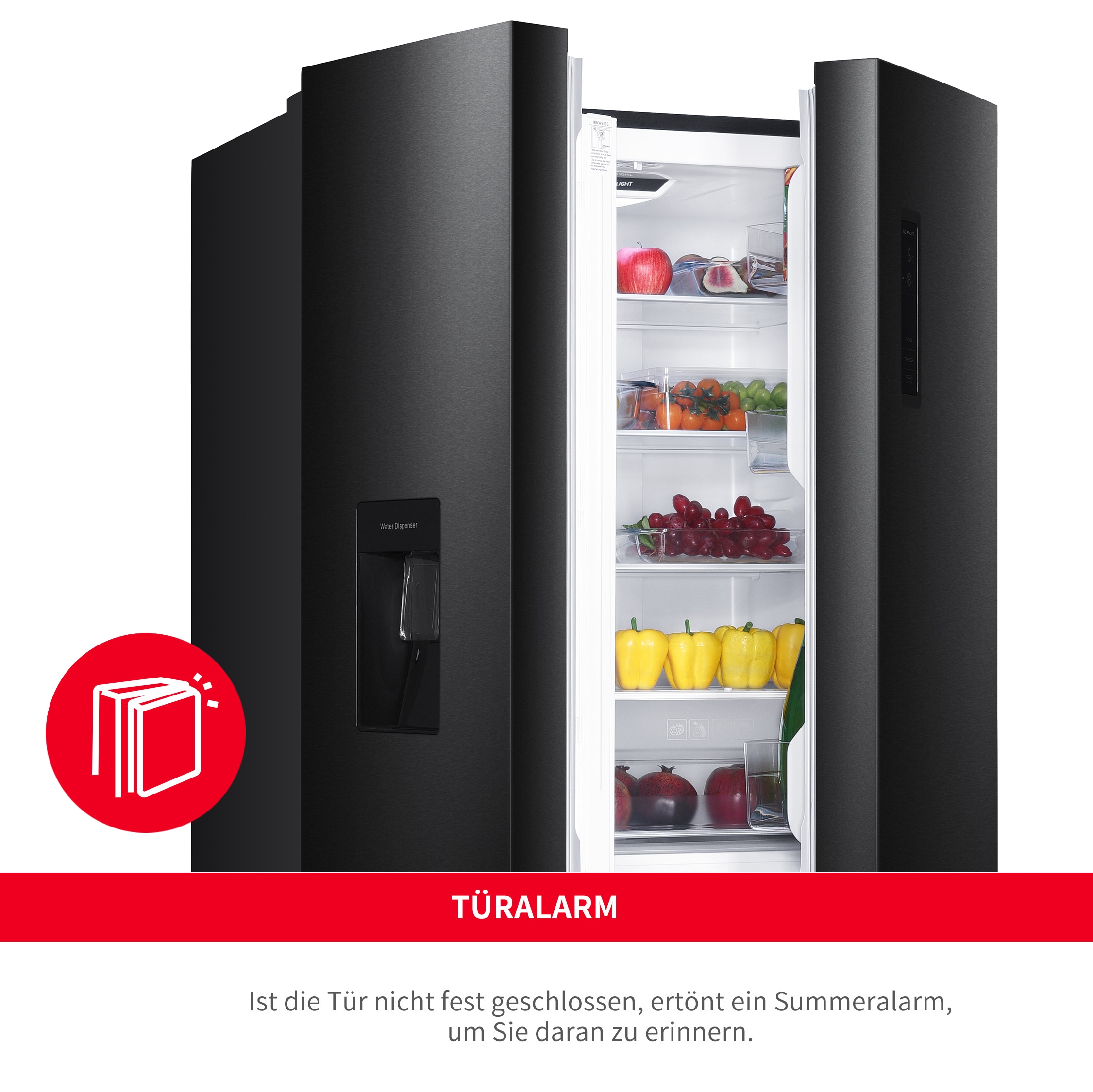 Hanseatic Multi Door »HCDC18080CWDBI«, NoFrost, Wasserspender, Display