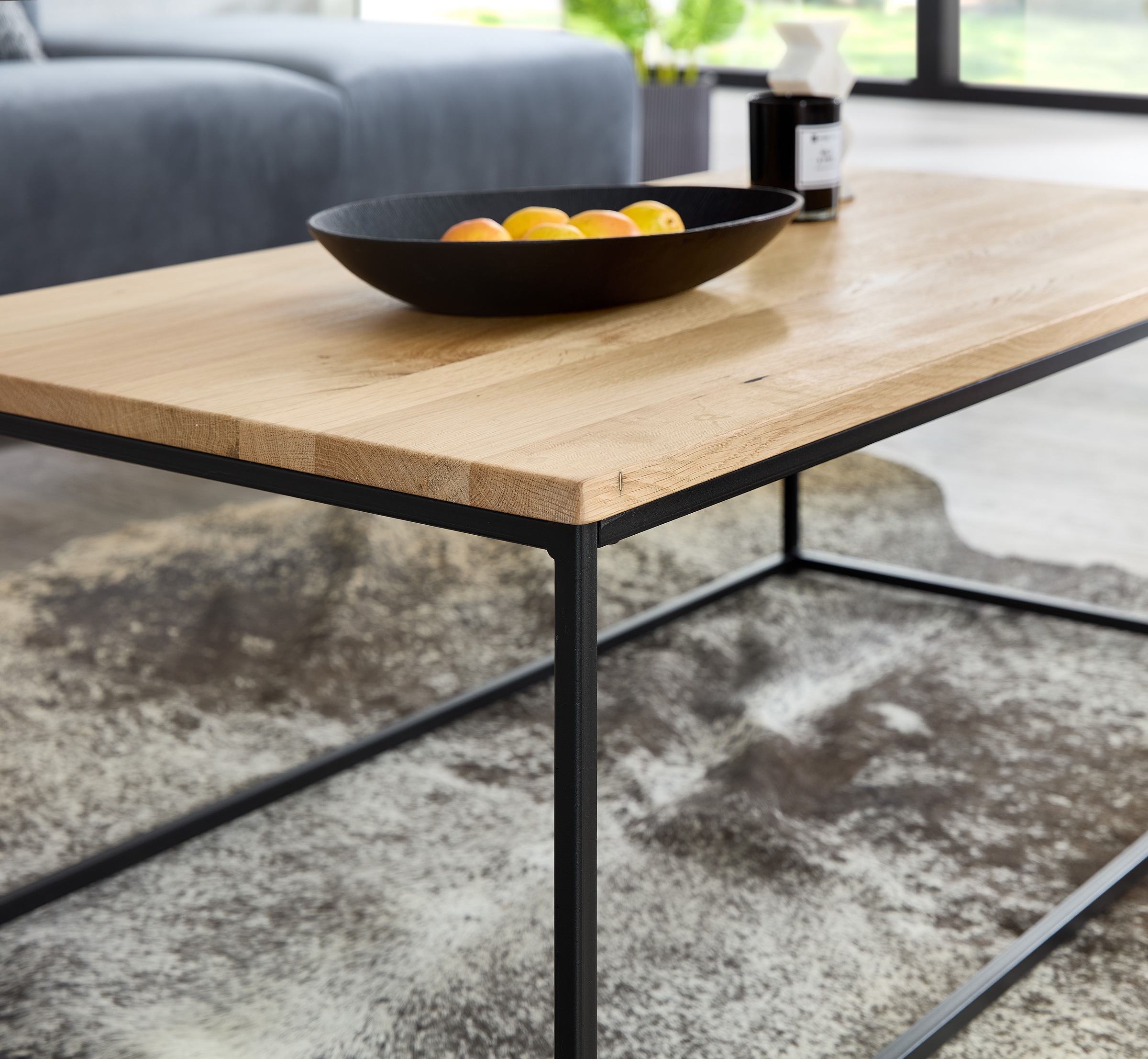 Stolkom Couchtisch »Thor Wohnzimmertisch Massivholz im Industrial Style BxHxT 110x40x60 cm«, FSC-Zertifizertes Massivholz, Eiche Massivholz geölt