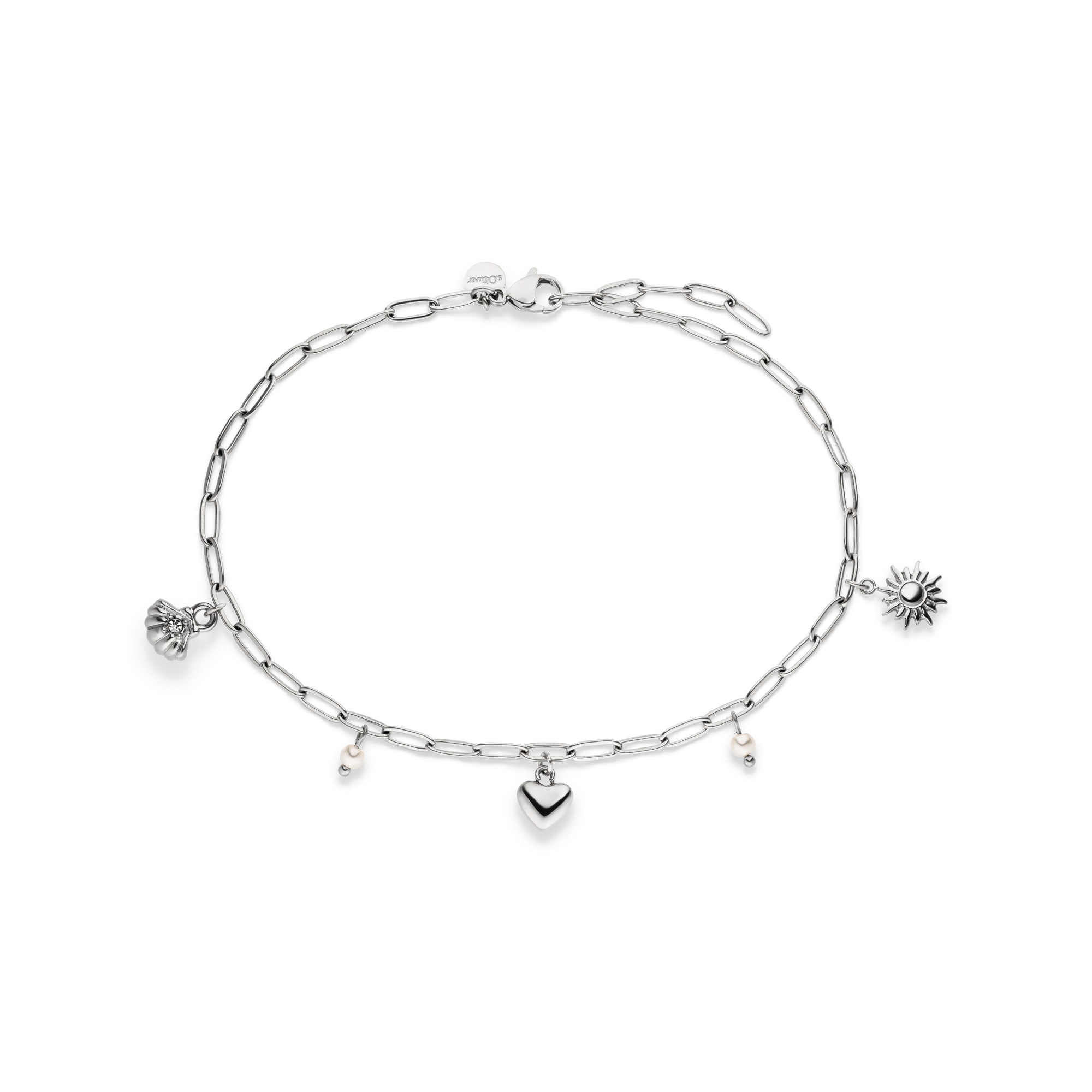 s.Oliver Fußkette mit Anhänger »Summer Charms, Muschel-Design, Herz, Sonne« mit Kunststoffperle
