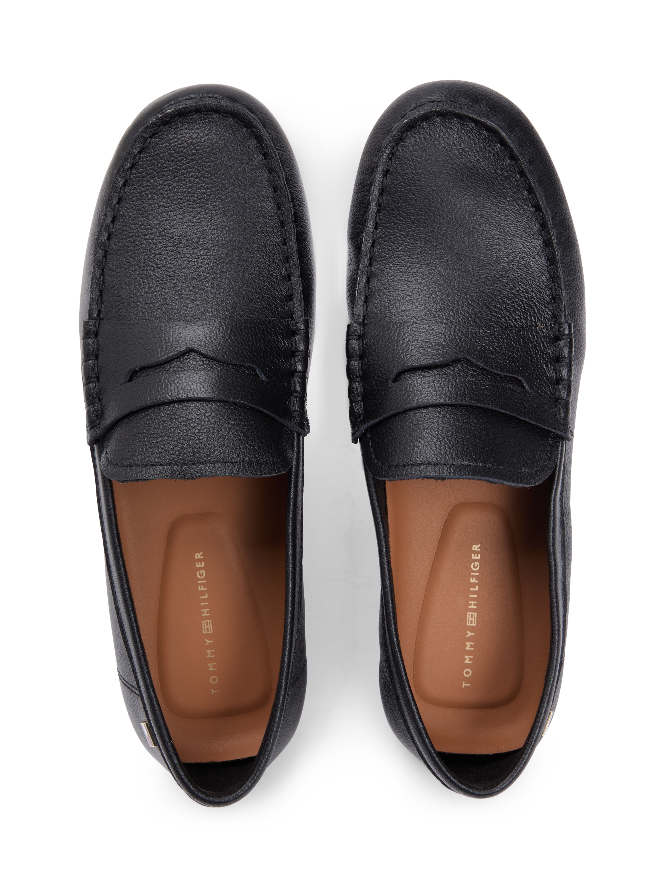Tommy Hilfiger Slipper »FLAG LEATHER DRIVER LOAFER«  Halbschuh, Schlupfschuh mit modischer Ziersteppung