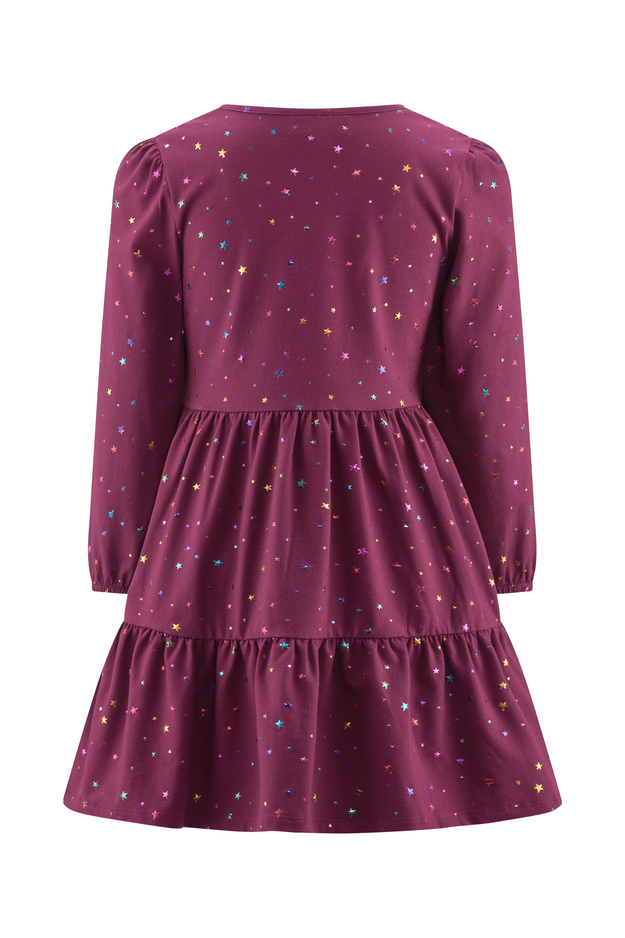 happy girls Jerseykleid Baumwolle mit Stretch, Alloverdruck, Glitzer Applikation