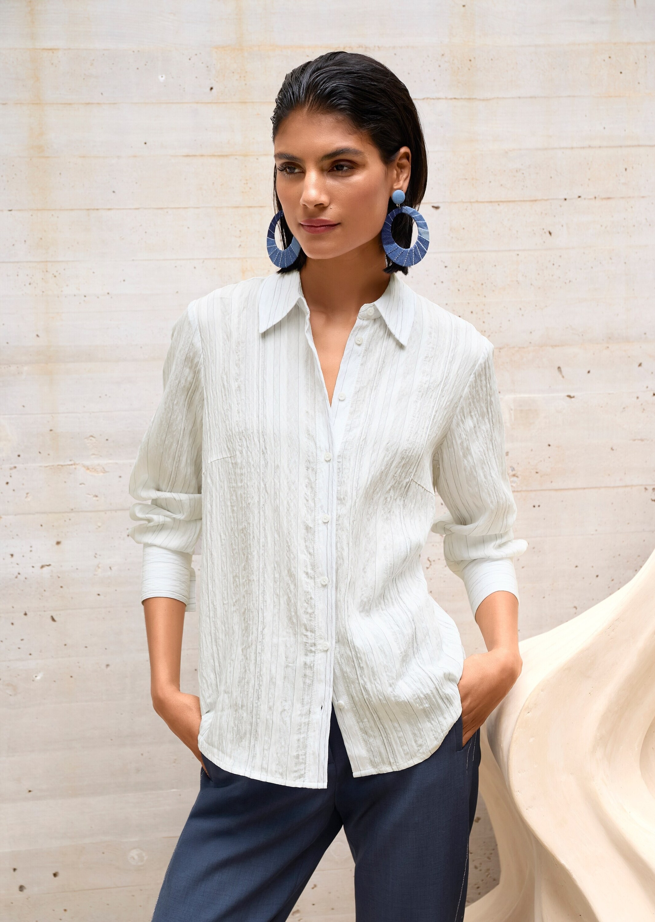 MADELEINE Hemdbluse »Hemdbluse Viskosebluse mit Streifenmuster«