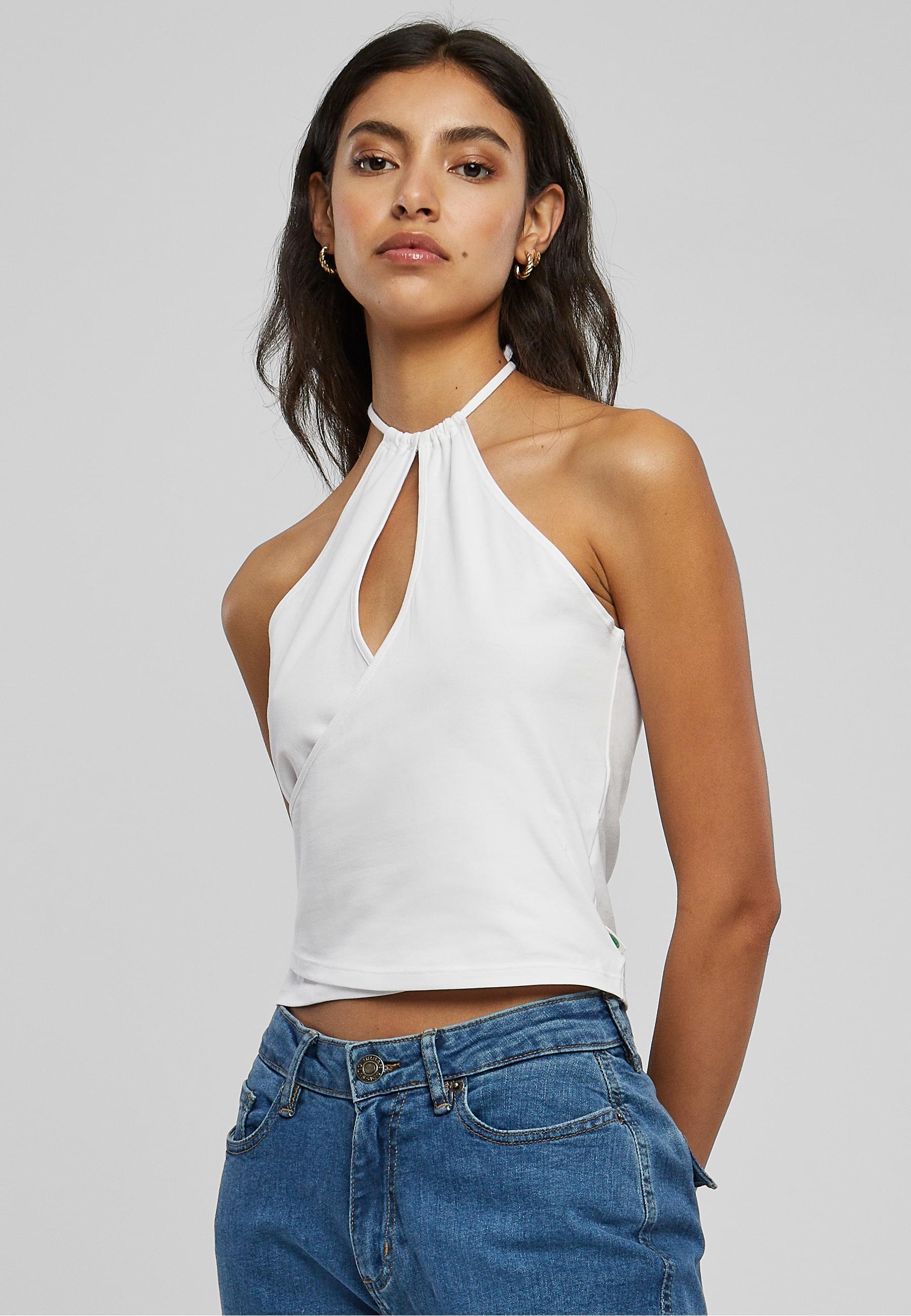 URBAN CLASSICS Muskelshirt »Urban Classics Damen Ladies Short Wraped Neckholder Top«, (1 tlg.)