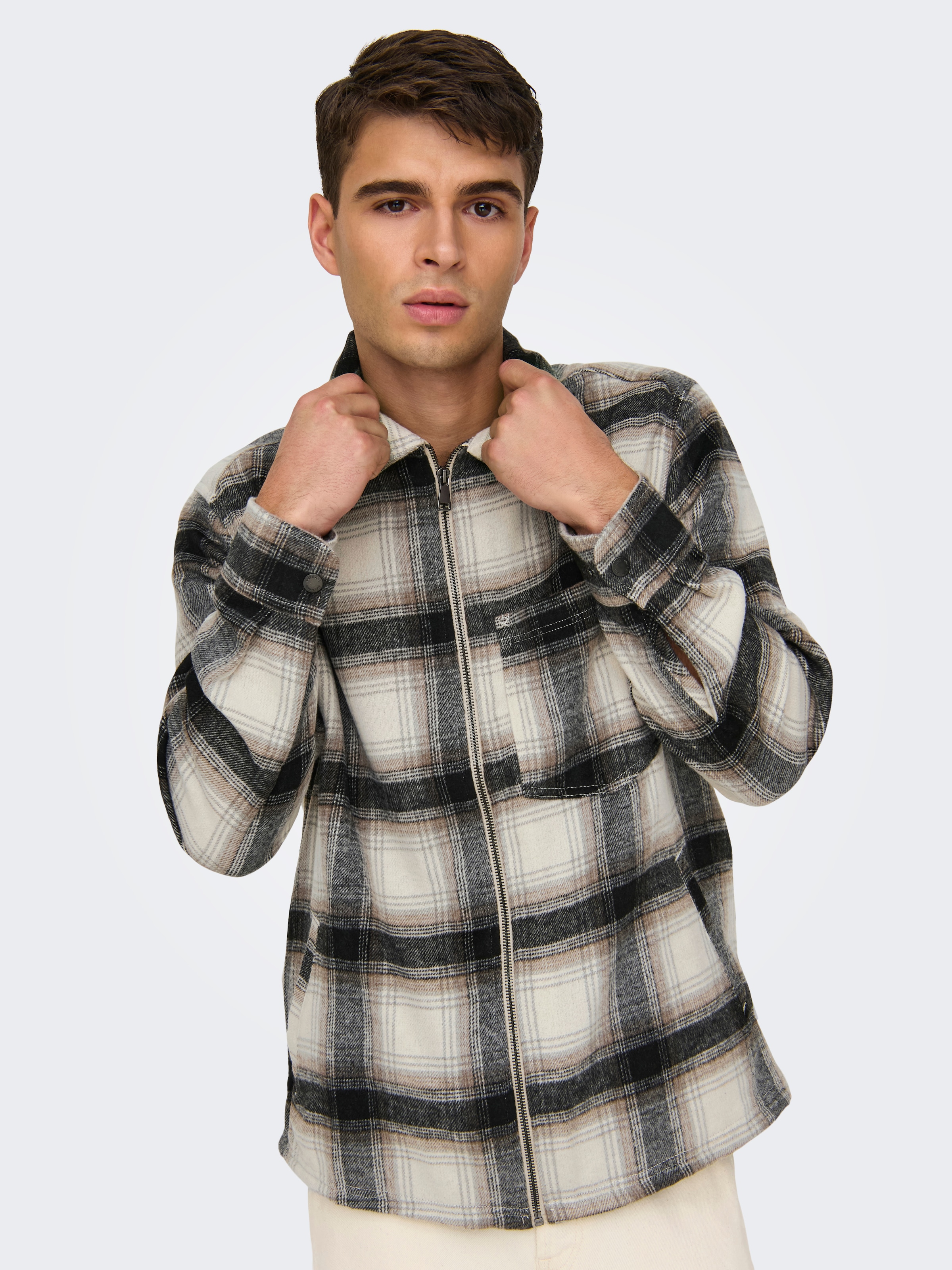 ONLY & SONS Langarmhemd »ONSAUSTIN WOOL ZIP OVERSHIRT«