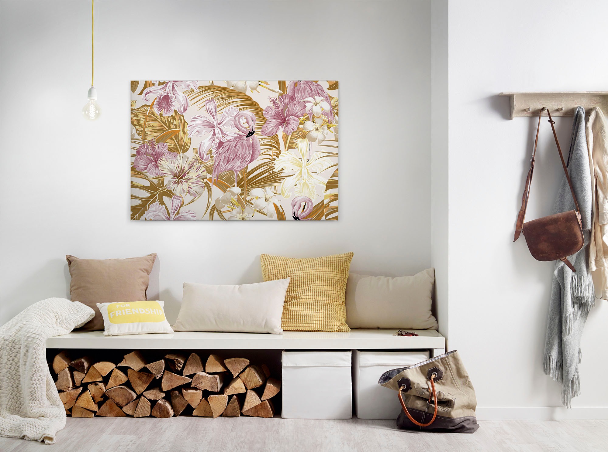 A.S. Création Leinwandbild "Flamingo Art" Blumen Kunst 1 Stk. tlg. Dschungel Keilrahmen Flamingo Exotisch Hawaii Leinwand-Bild Wohnzimmer