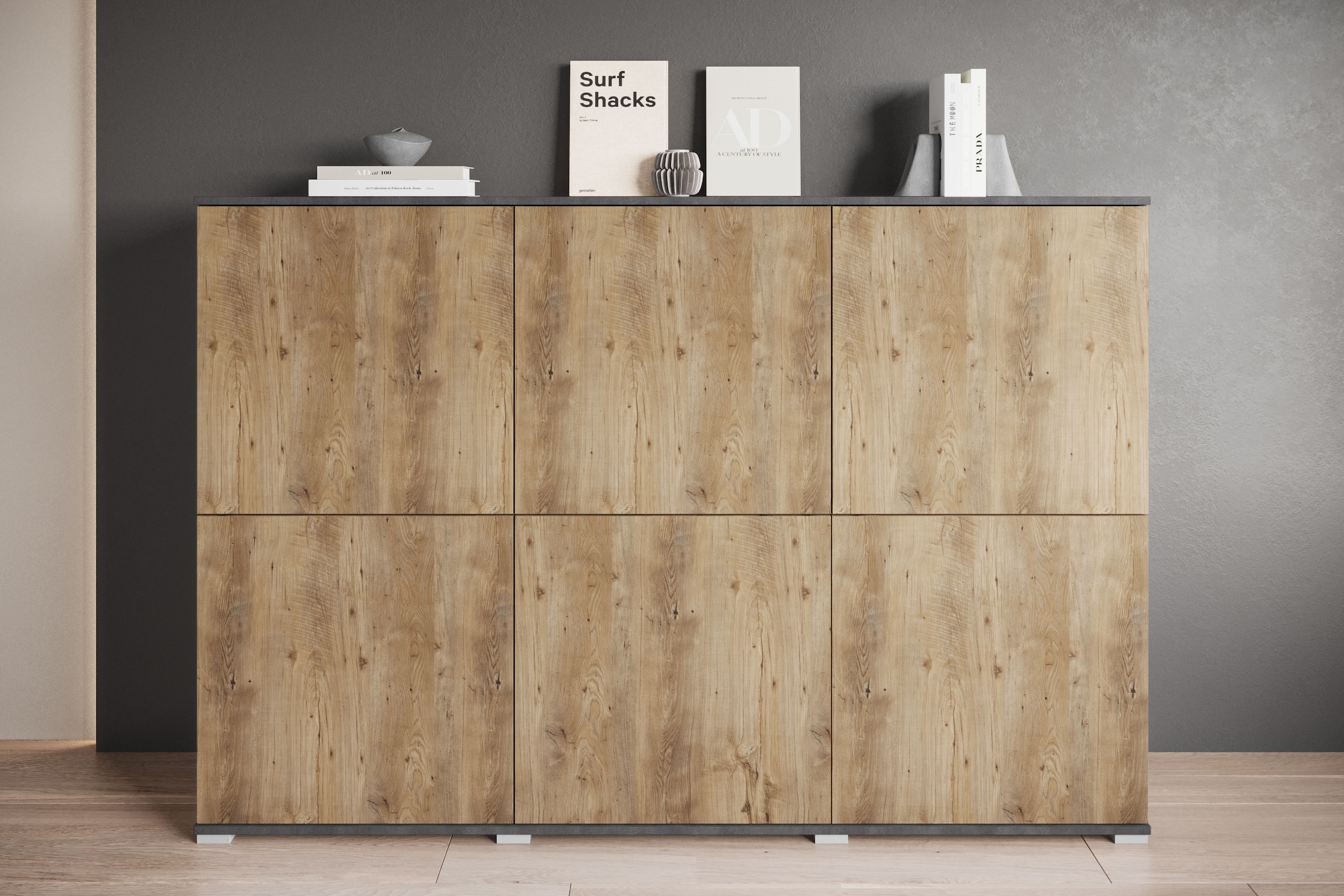 INOSIGN Highboard "Kenia, moderne grifflose Hochkommode mit 6 Türen, Breite günstig online kaufen