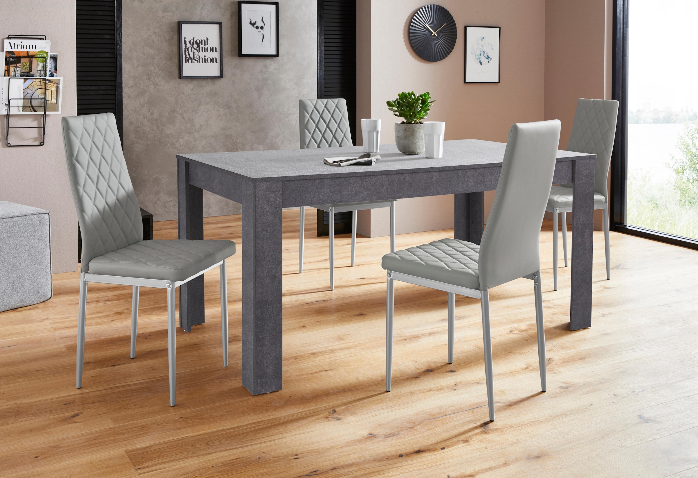 OTTO home Essgruppe "Lynn160/Brooke" Set, 5 Stk. tlg. Tisch mit 4 Stühlen