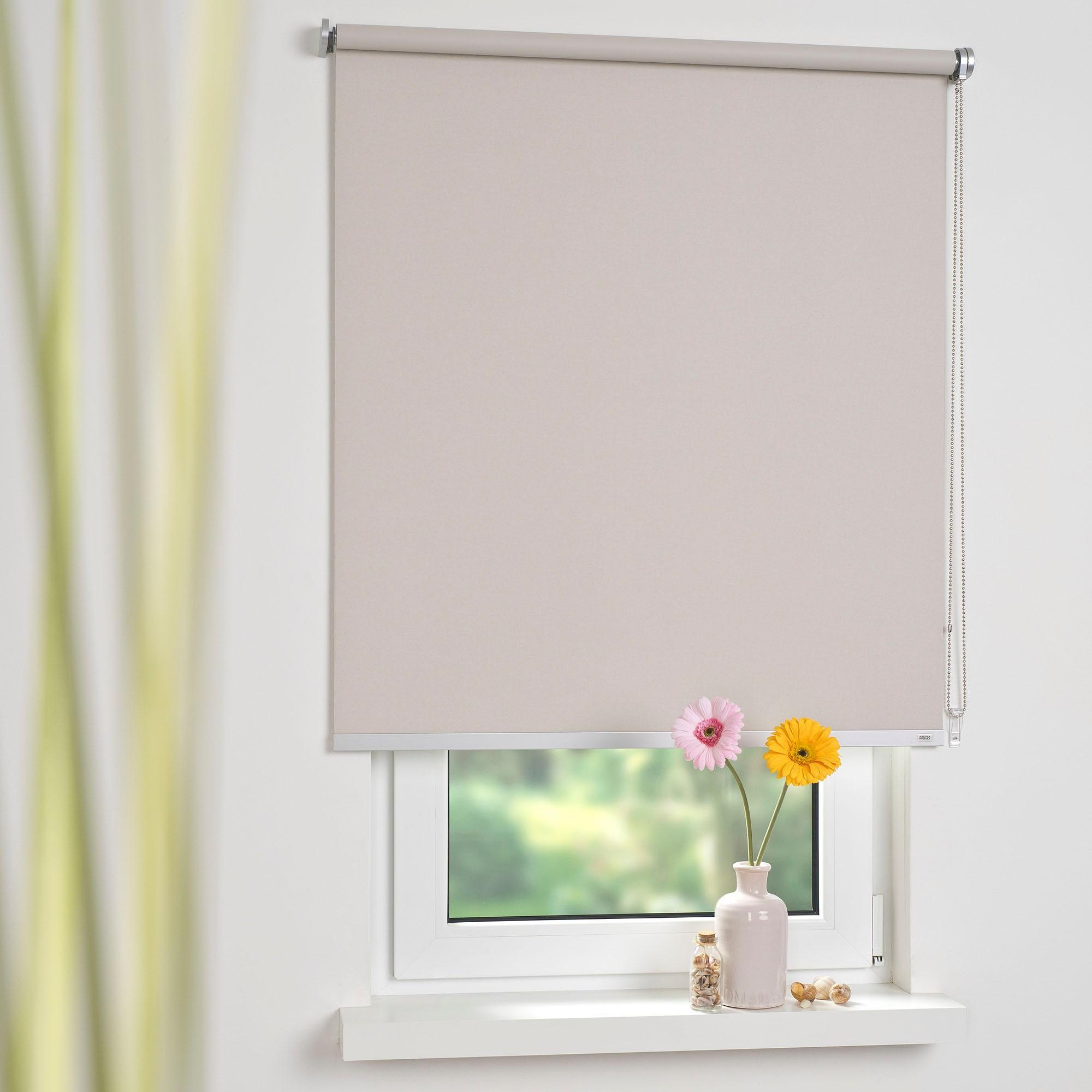 Seitenzugrollo, B:62cm H:180cm, beige, SCHÖNER WOHNEN-KOLLEKTION, Metall, Polyester, Rollos, "Kettenzugrollo Verdunklung"