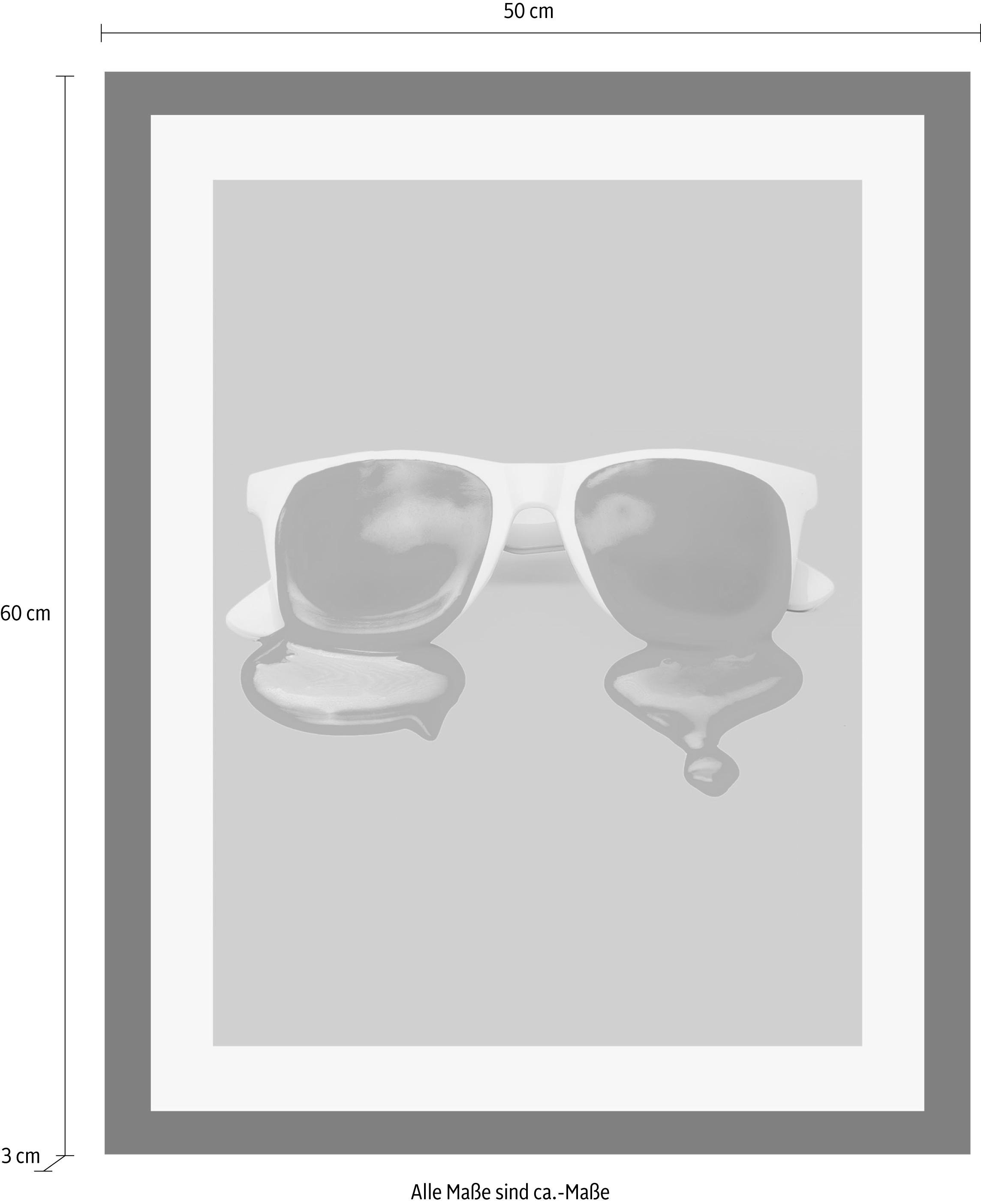 queence Bild »Brille«, Humor-Kunst, HD Premium Poster-Druck inkl. Holzrahmen