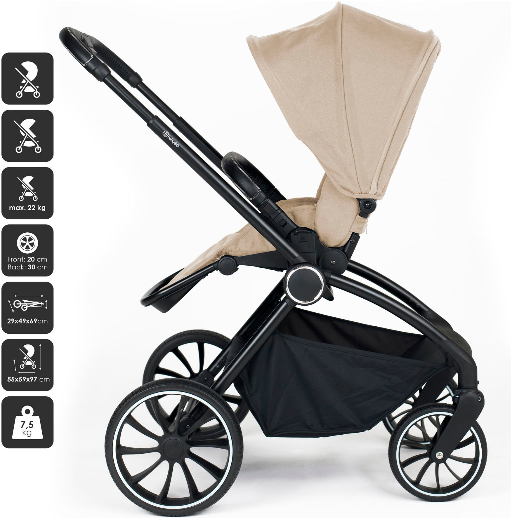 BabyGo Kombi-Kinderwagen »Harmony 3in1«, inkl. Babyschale mit Adaptern