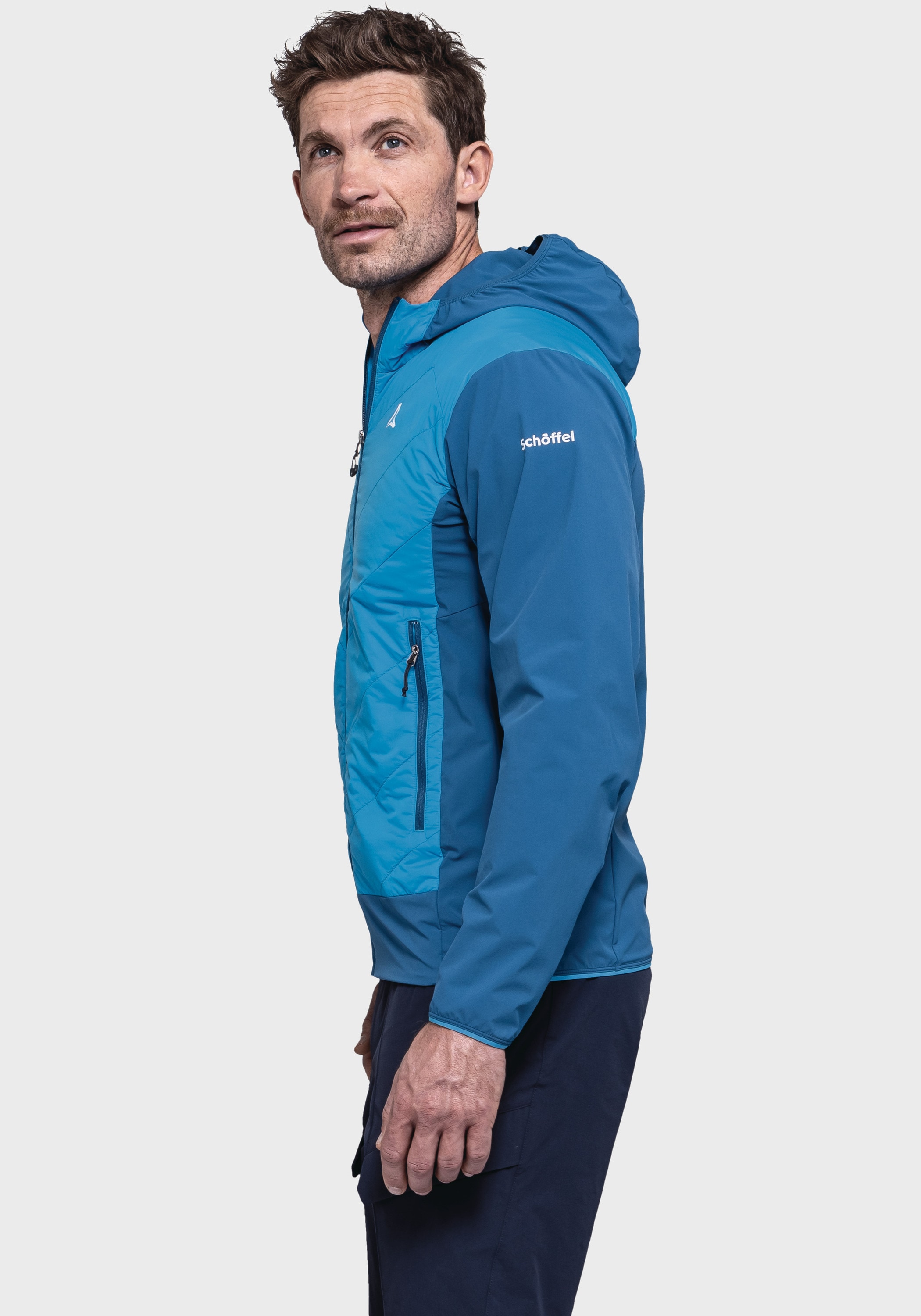 Schöffel Funktionsjacke »Hiking Hybrid Jk Style Blaueis MNS«, mit Kapuze