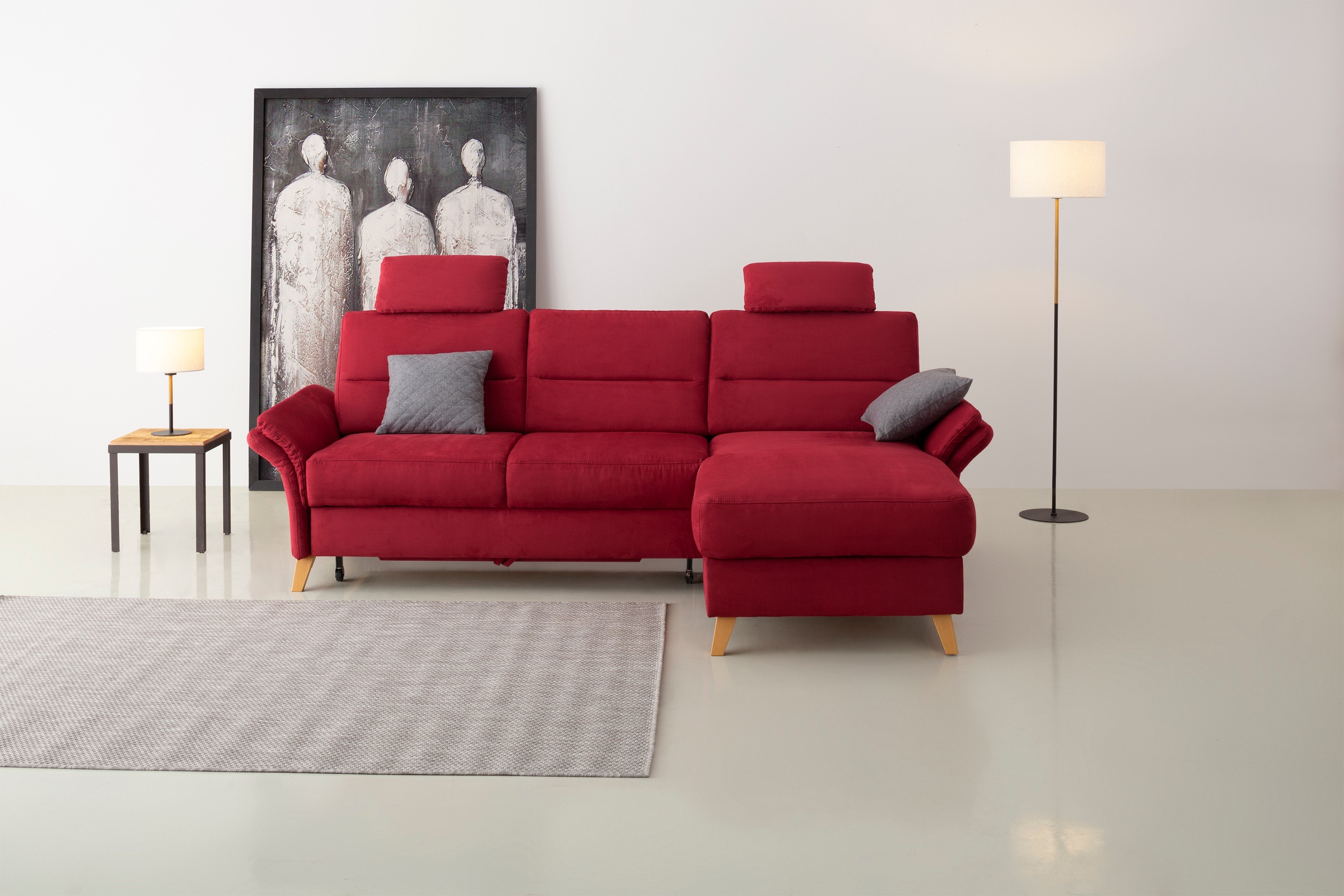 OTTO home Ecksofa "Westerland L-Form" Federkern-Polsterung, wahlweise mit Schlaffunktion, Bettkasten