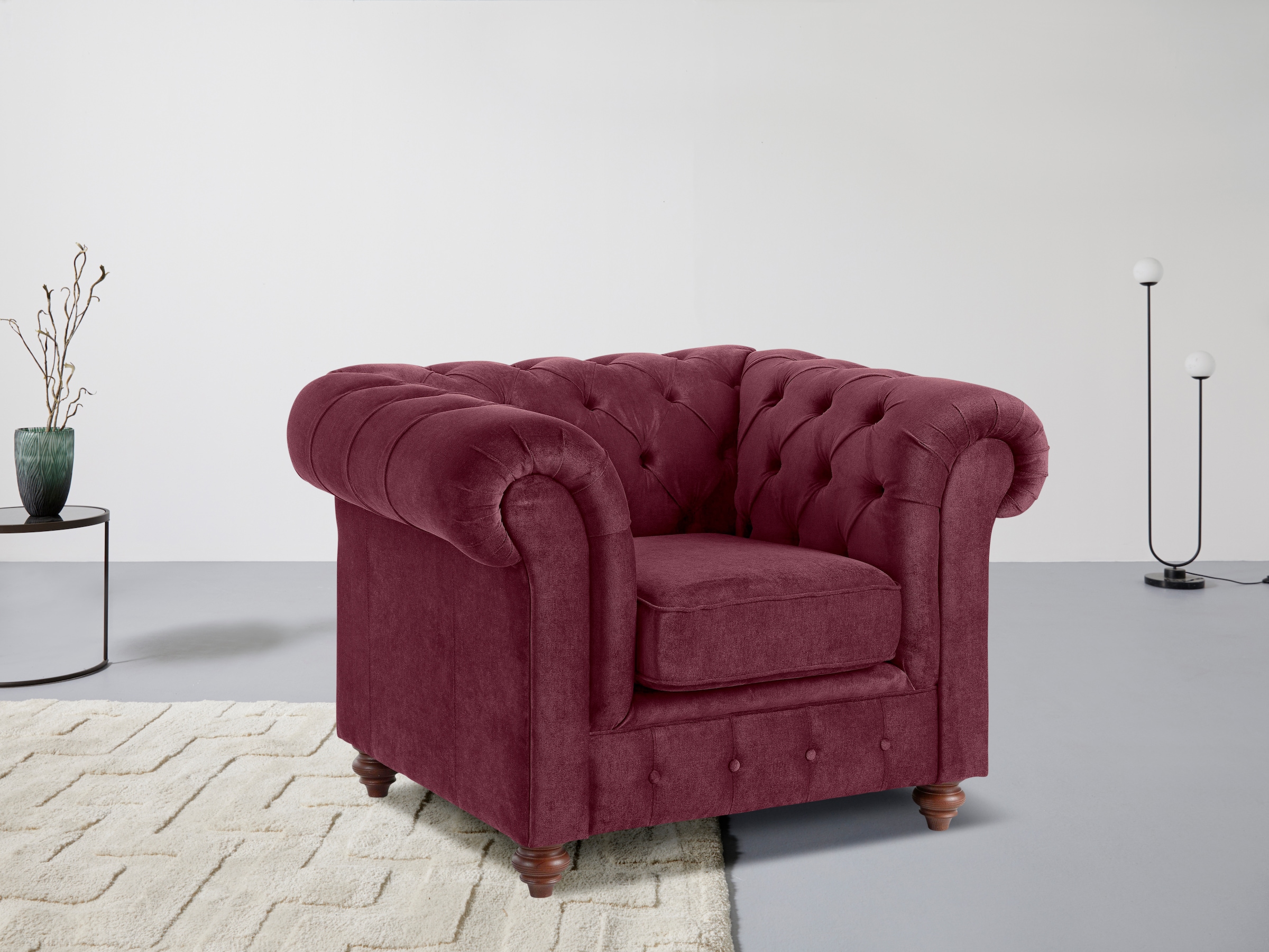 OTTO home Sessel "Chesterfield B/T/H: 105/69/74 cm" mit hochwertiger Knopfheftung, auch in Leder
