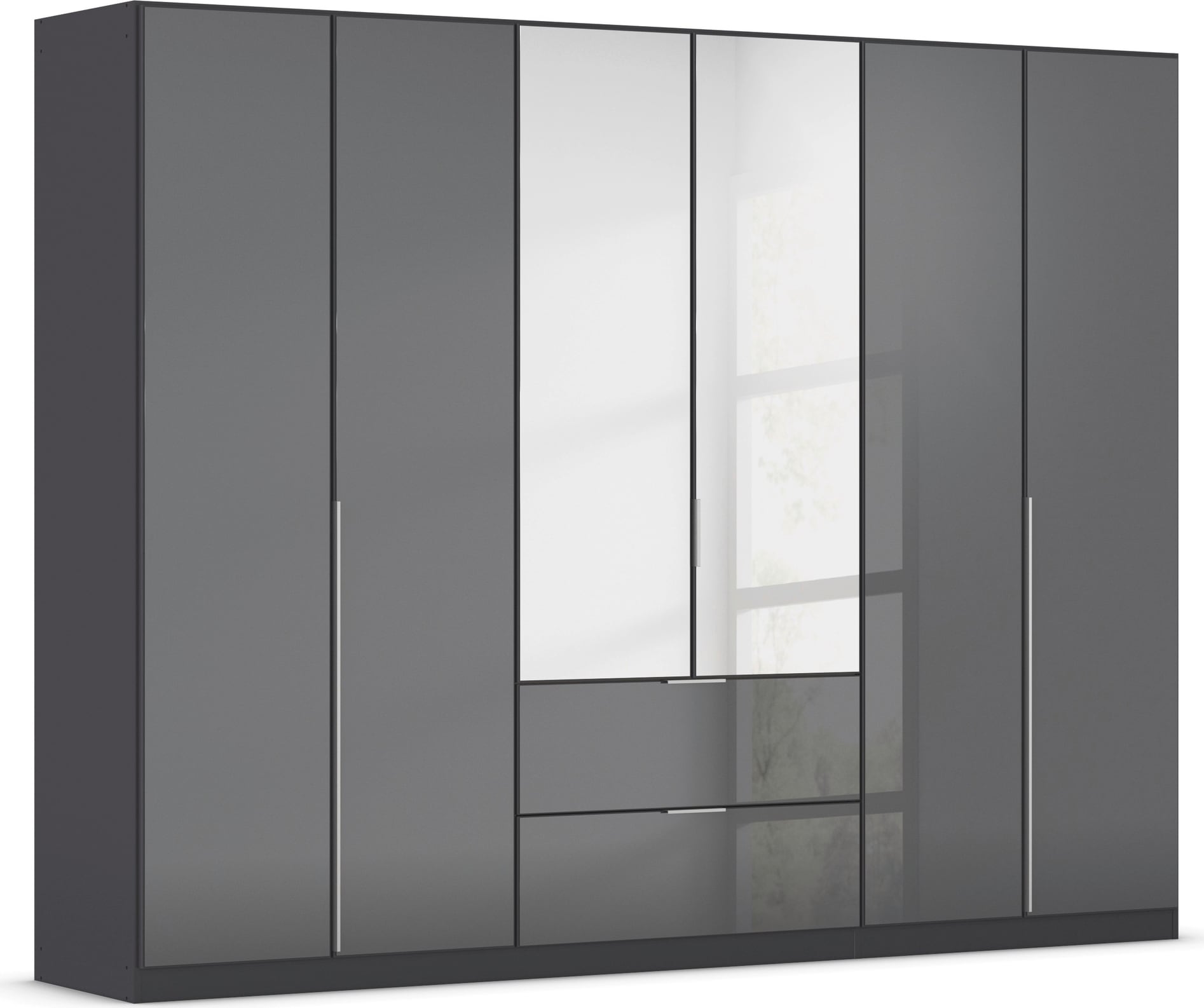 OTTO home Drehtürenschrank "Kleiderschrank Kleiderschränke Schrank Garderobe AGORDO mit Glasfront" in zwei Griff-Farben, Breiten 91-360 cm, mit Außenschubkästen, in 7 Breiten und 2 Höhen MADE IN GERMANY