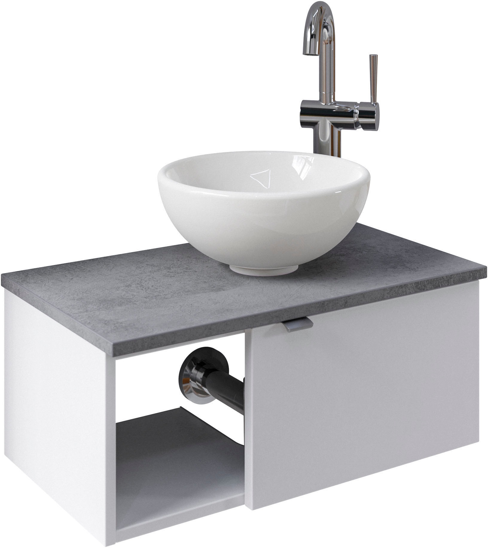 Saphir Waschtisch »Serie 6915 Waschschale mit Unterschrank für Gästebad, Gäste WC«, 61 cm breit, 1 Tür, offenes Fach, kleine Bäder, ohne Armatur