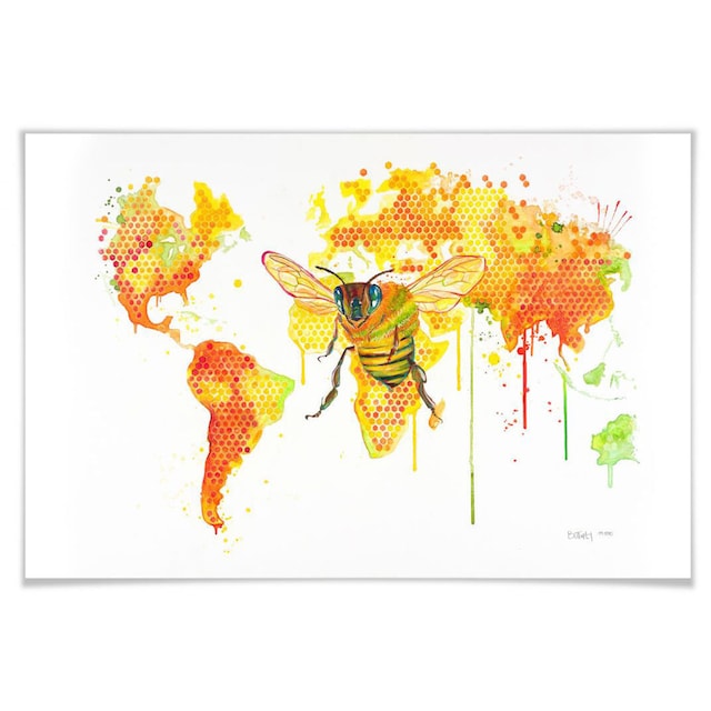 Wall-Art Poster »Bees World«, Schriftzug, (1 St.), Poster, Wandbild, Bild,  Wandposter kaufen | BAUR