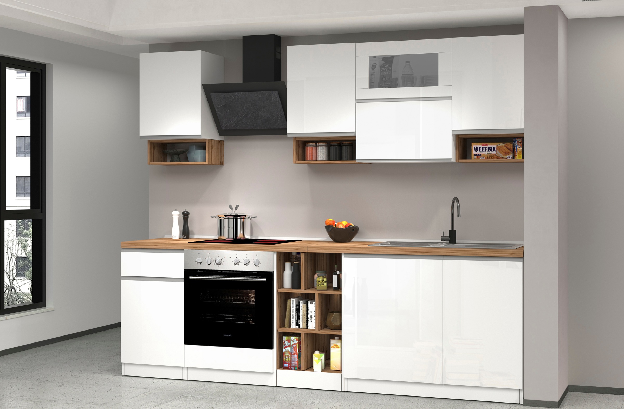 KOCHSTATION Küchenzeile »KS-Sole«, Breite 256 cm, mit Geschirr-Abtropfschrank, ohne E-Geräte