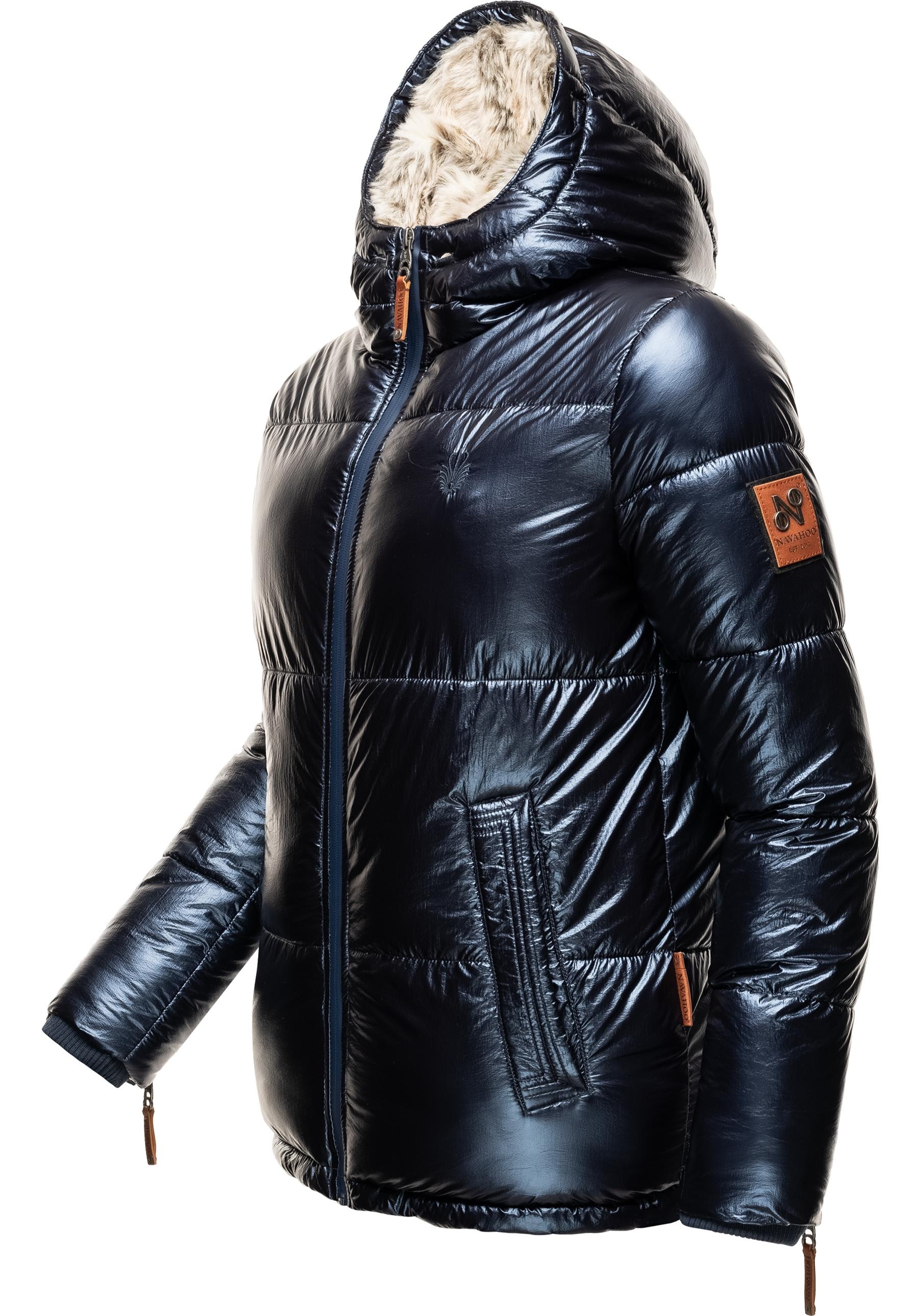 Navahoo Winterjacke »Tikunaa«, mit Kapuze, warm gefütterte Damen Steppjacke mit Kunstfellkapuze