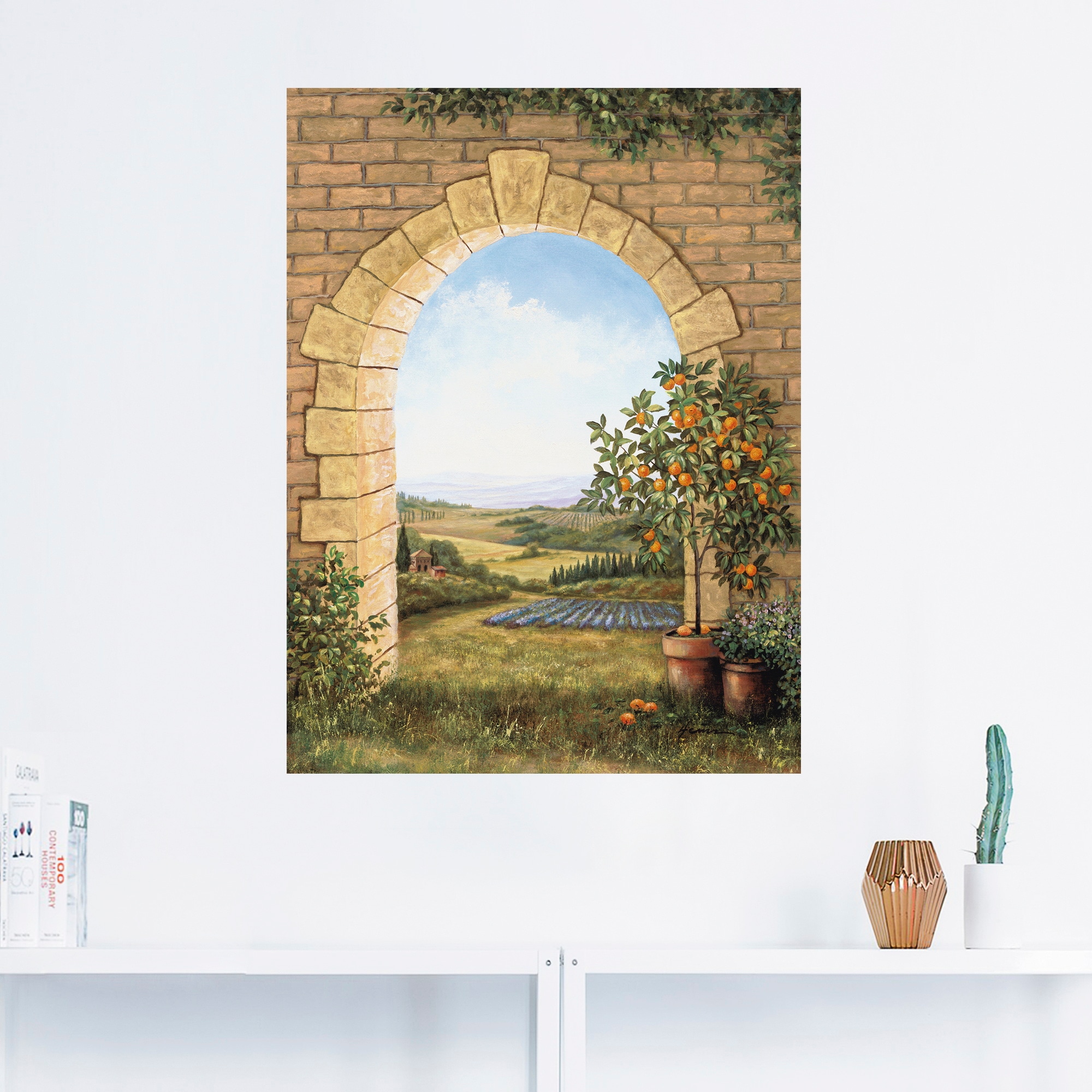 Artland Wandbild "Orangenbaum vor dem Torbogen", Fensterblick, (1 St.), als günstig online kaufen