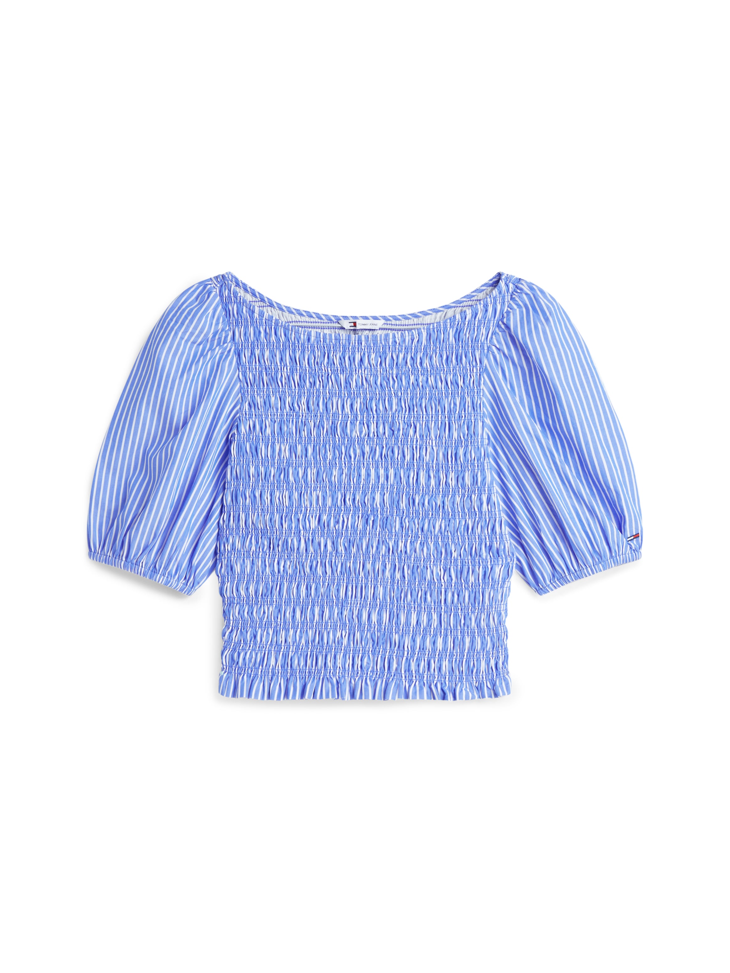 Tommy Jeans Kurzarmbluse »TJW SMOCKED SS BLOUSE« Baumwolle, Puffärmel