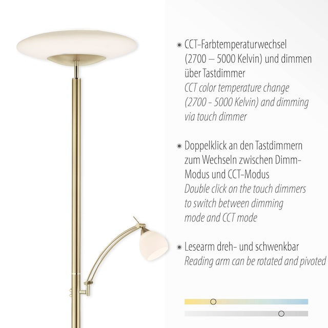 Paul Neuhaus Stehlampe »TROJA«, 2 flammig-flammig, LED, CCT - tunable  white, dimmbar über Tastdimmer, Memory | BAUR