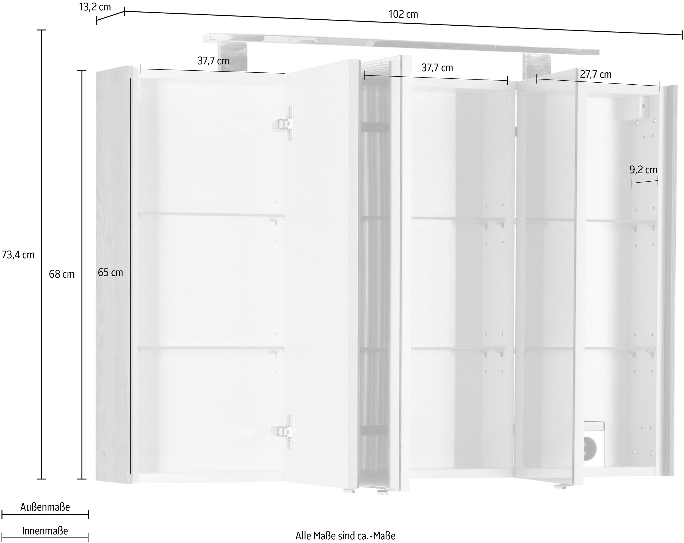 MARLIN Spiegelschrank »3400«, Breite 102 cm