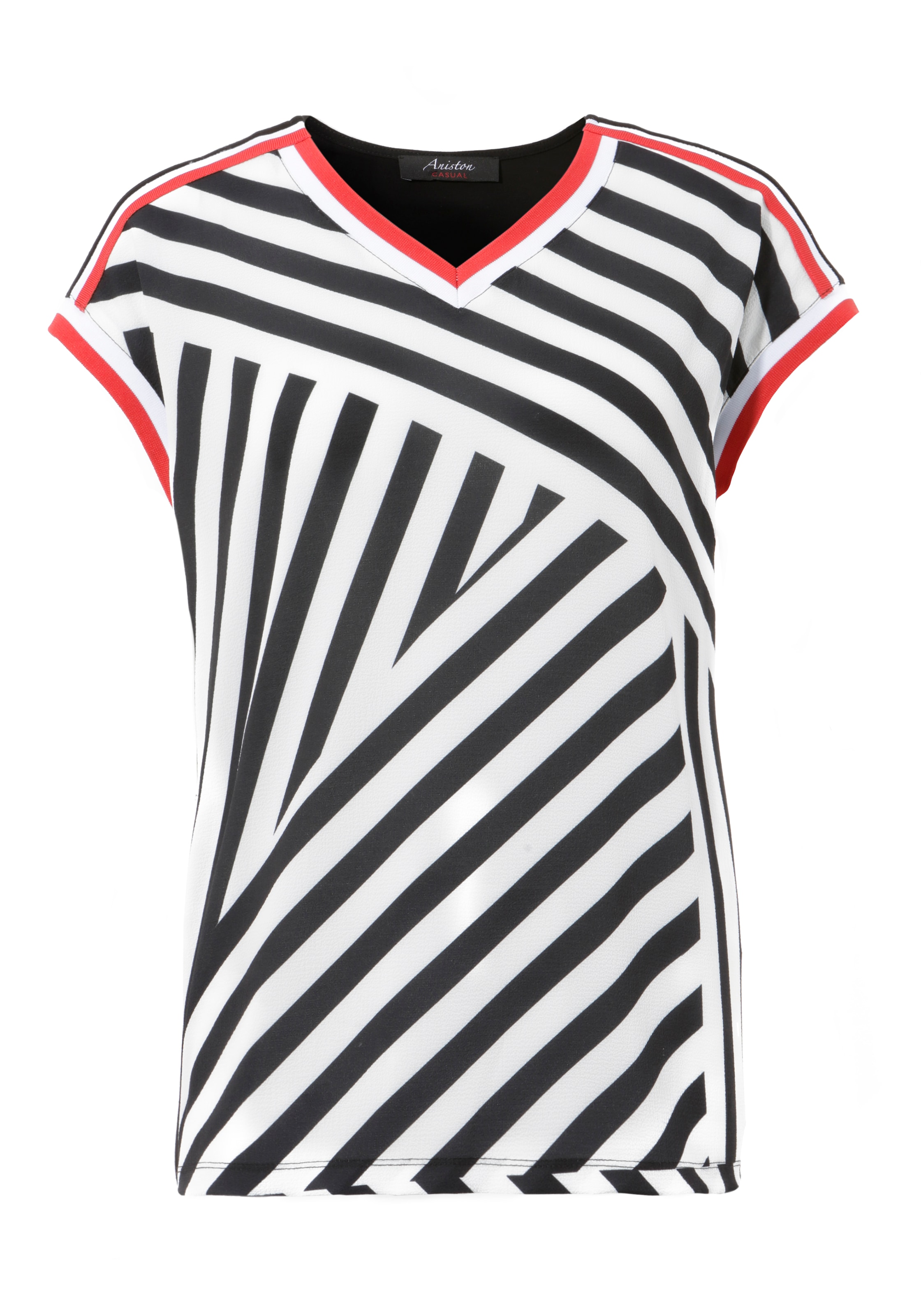 Aniston CASUAL T-Shirt, Bündchen gestreiften BAUR | bestellen mit