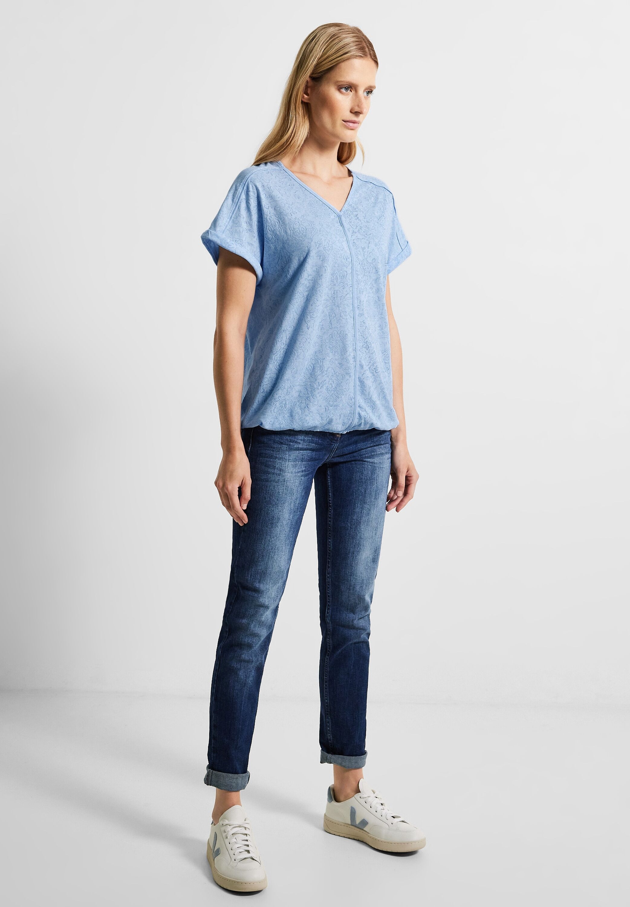 Cecil V-Shirt, aus softem Materialmix