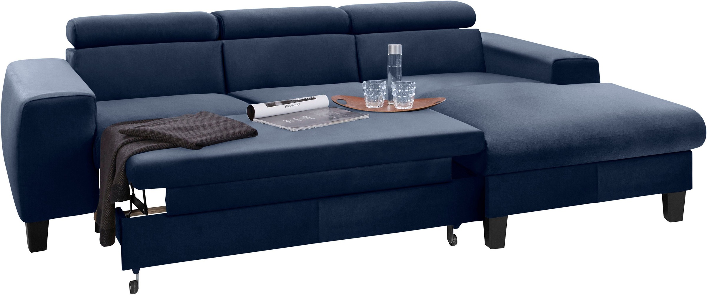 COTTA Polstergarnitur »Morven L-Form«, (Set), Set bestehend aus: Ecksofa mit Kopfteilverstellung & Hocker