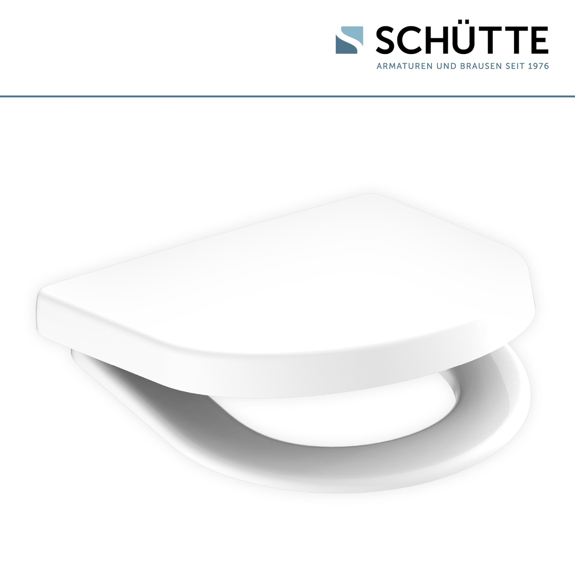 Schütte WC-Sitz »Duroplast, WHITE D-Form PRO 2«, (WC-Sitz, Befestigungsmaterial, Montageanleitung), mit Absenkautomatik und Schnellverschluss