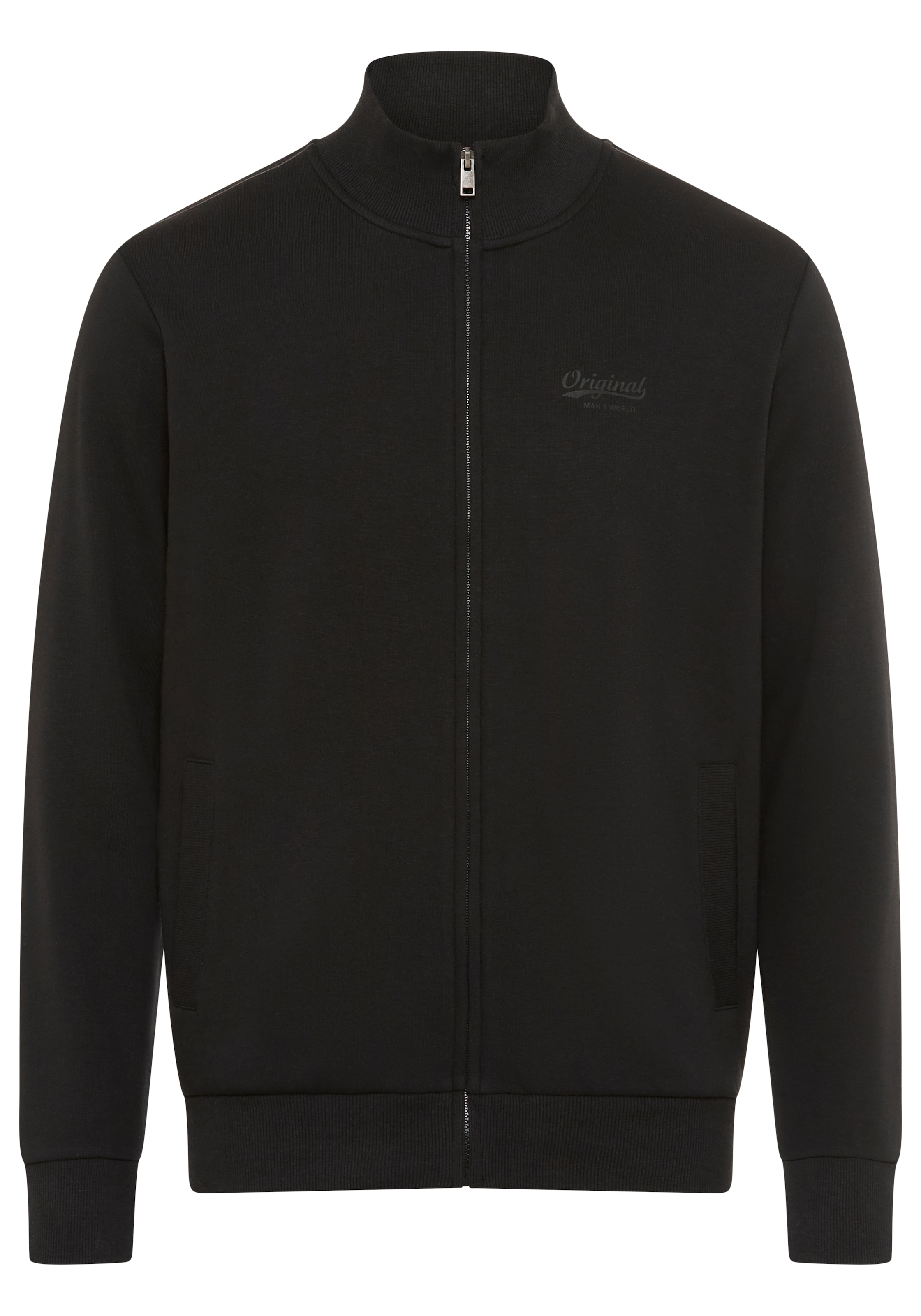 Man's World Sweatjacke Stehkragen und dezentem Logodruck
