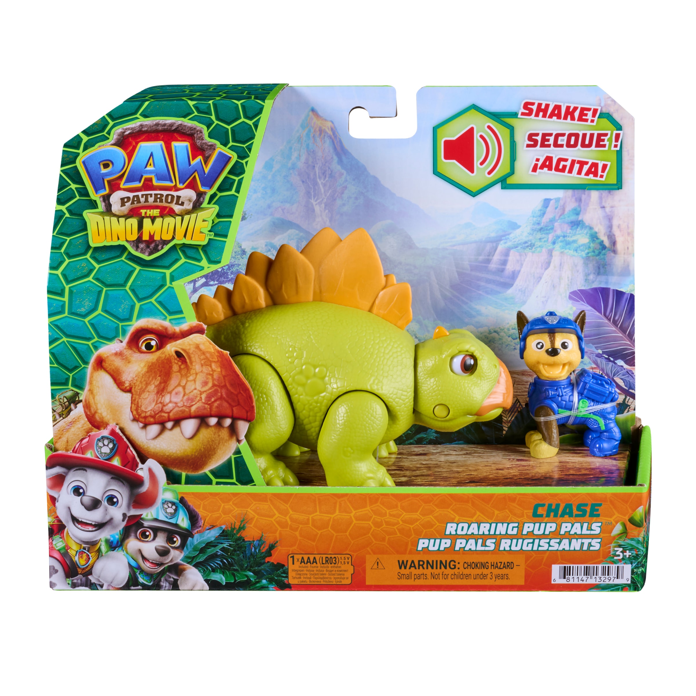 Spin Master Spielfigur »PAW Patrol: Der Dino Film, Chase-Figur & brüllender Stegosaurus« mit Soundeffekten
