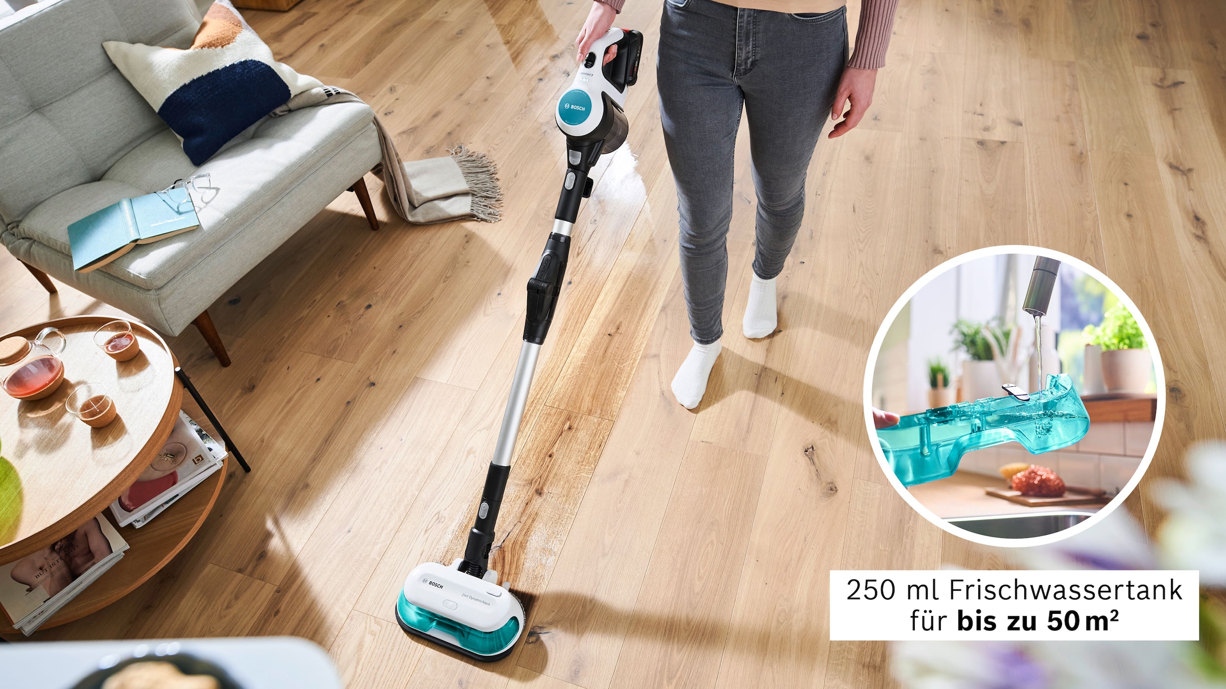 BOSCH Akku-Stielstaubsauger »BSS712XHYG« HEPA Filter, rotierende Wischpads, 2 Akkus, Schnellladegerät