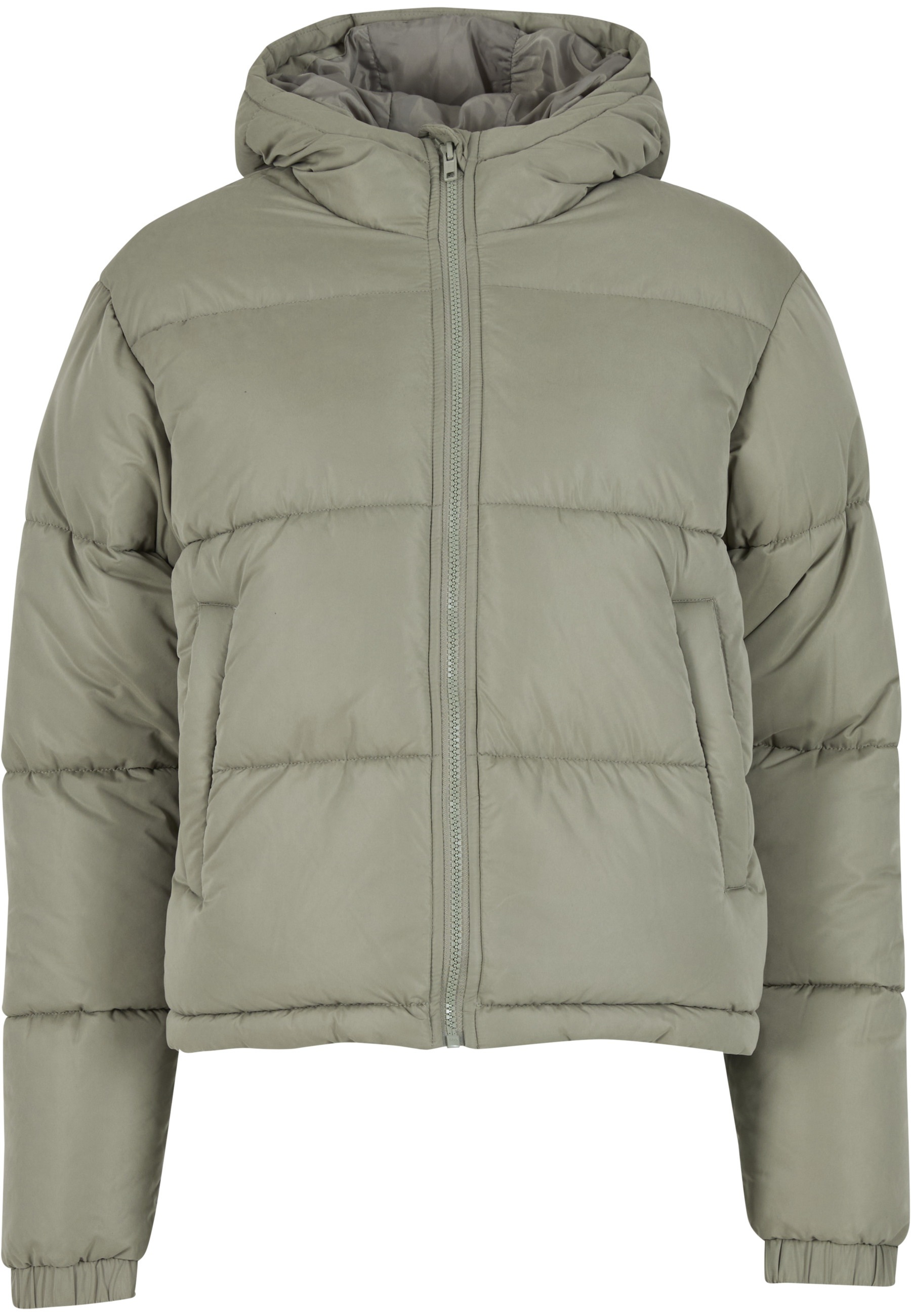 URBAN CLASSICS Winterjacke "Urban Classics Ladies Peached Puffer Jacket With Hood" 1 Stk. tlg. mit Kapuze